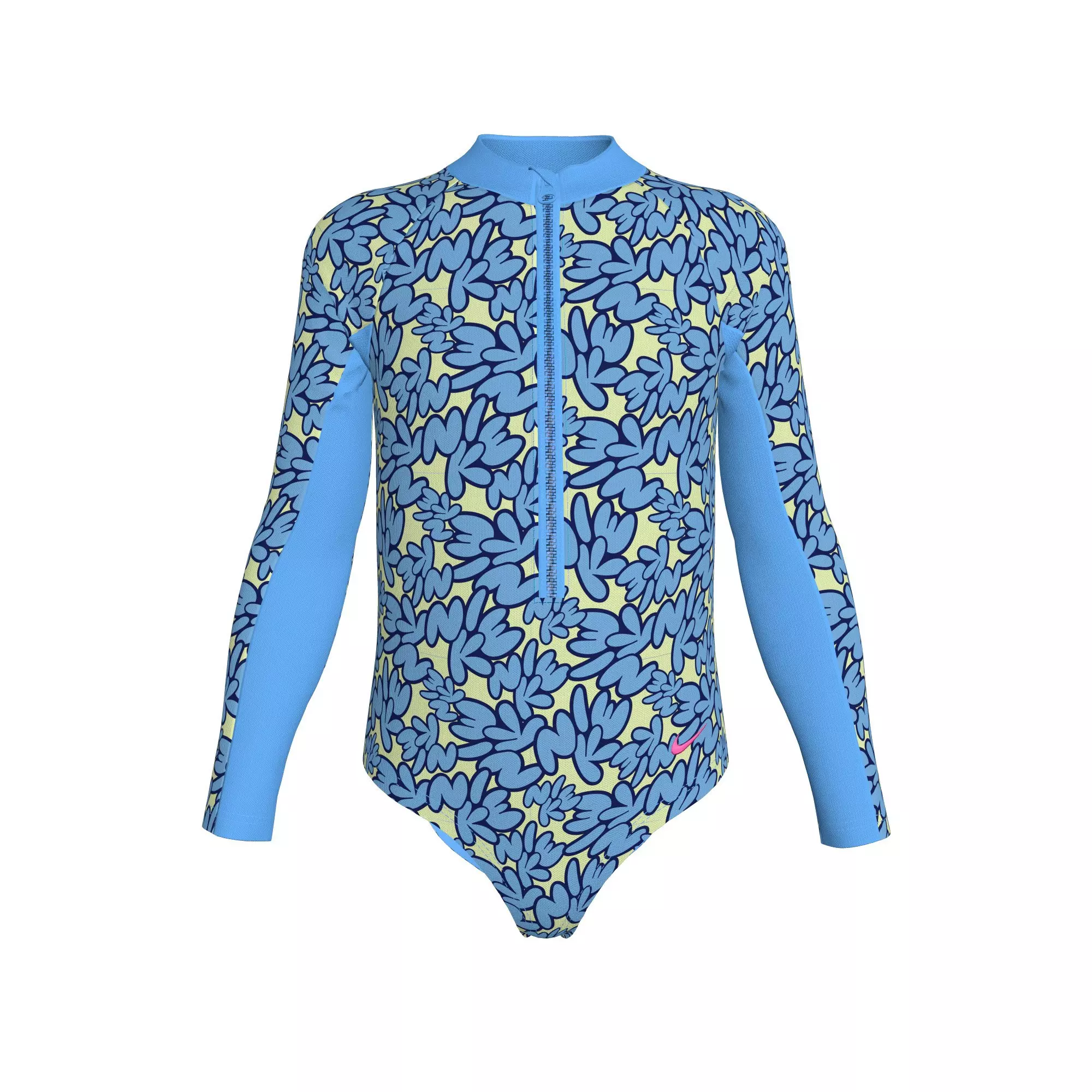 Nike Swim Little Girls' Bubble Script Long Sleeve One-Piece Swimsuit - BLUE