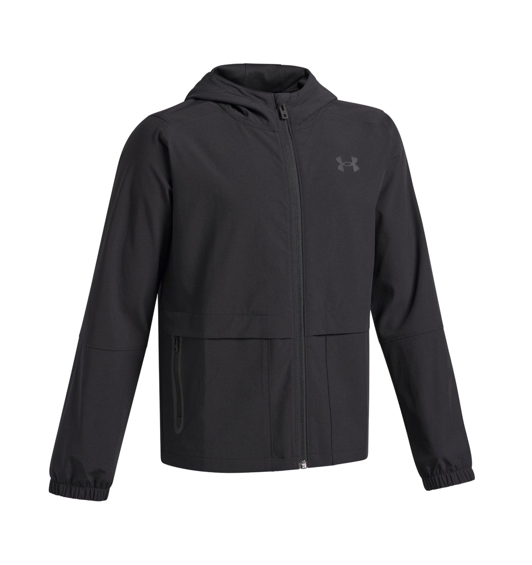 Under Armour Big Boys' Unstoppable Woven Jacket - Black - BLACK Thumbnail View 3