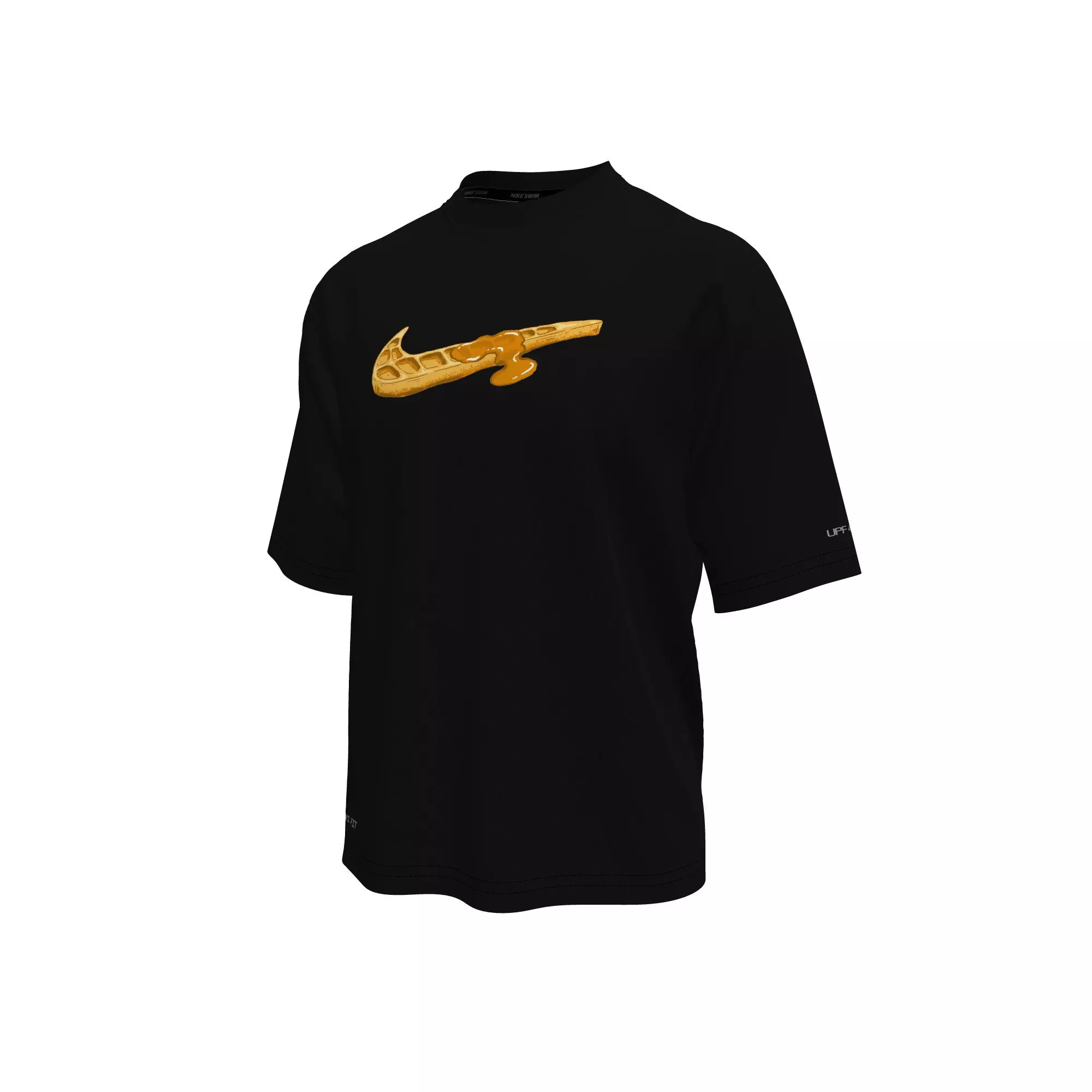 Nike Swim Big Boys' Swoosh Waffle Short Sleeve Hydroguard Tee - BLACK