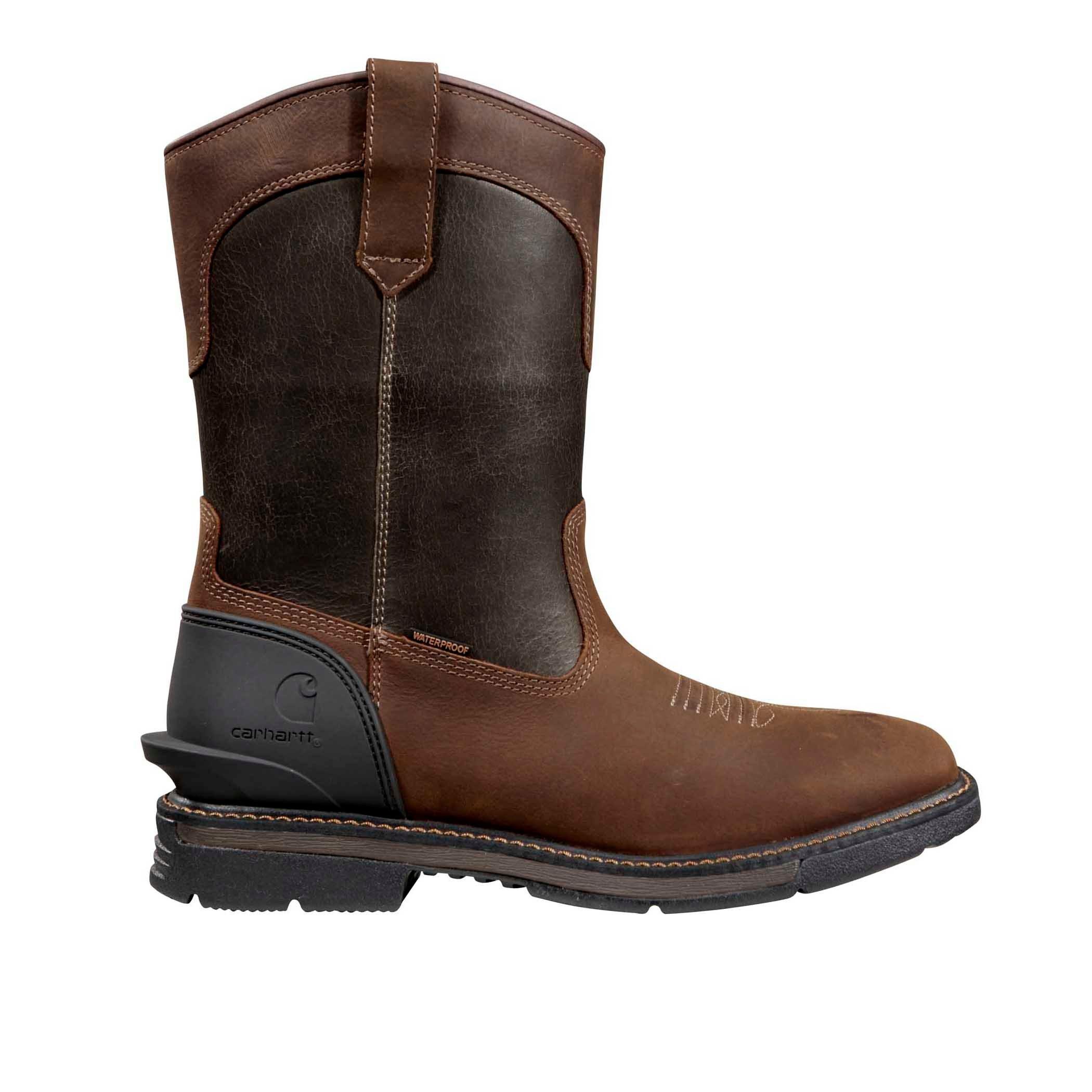 Carhartt Montana Waterproof 11" Square Toe Wellington Soft Toe "Brown/Burnt Olive" Men's Boot - BROWN/OLIVE Thumbnail View 1