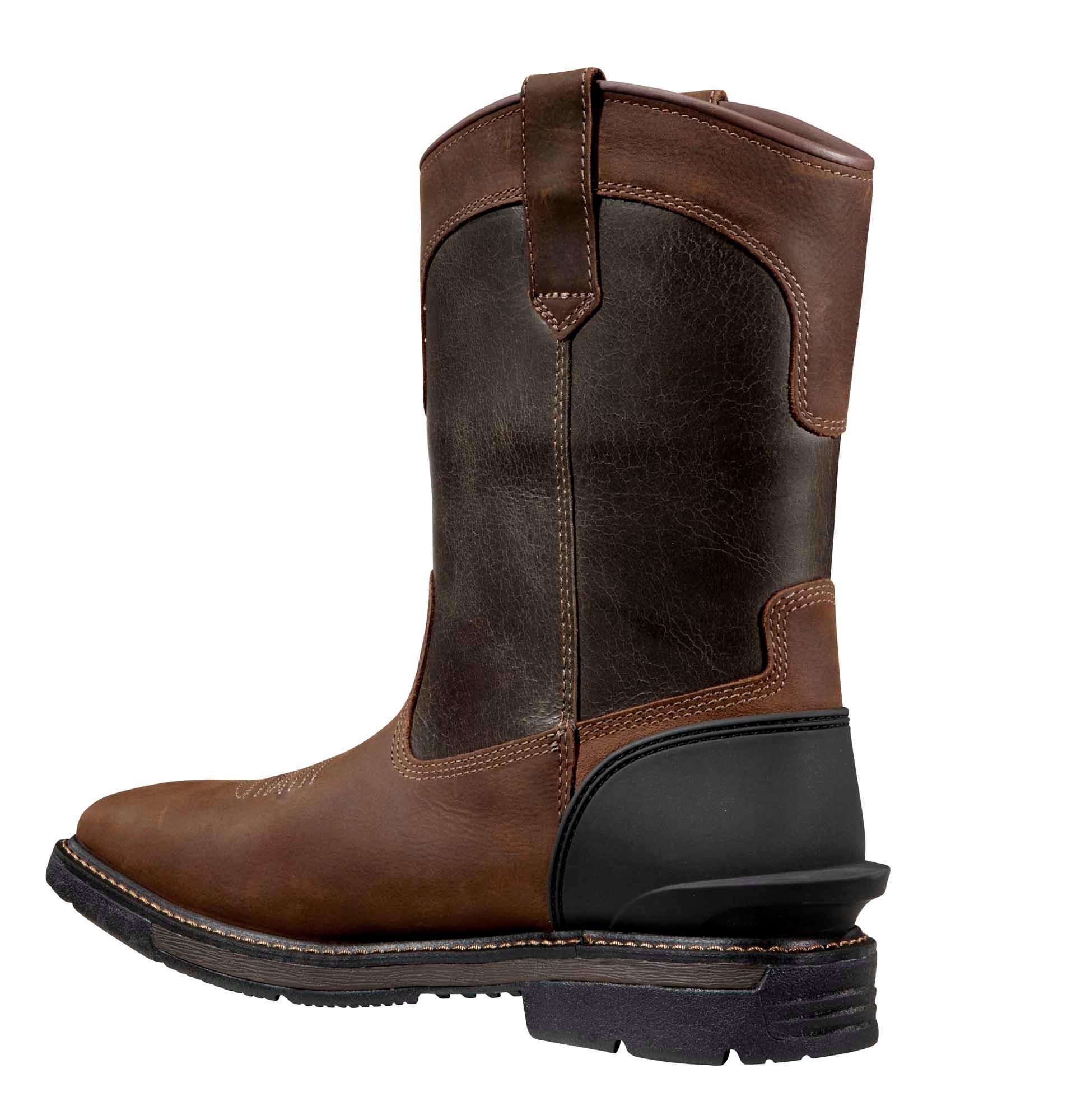 Carhartt Montana Waterproof 11" Square Toe Wellington Soft Toe "Brown/Burnt Olive" Men's Boot - BROWN/OLIVE Thumbnail View 4
