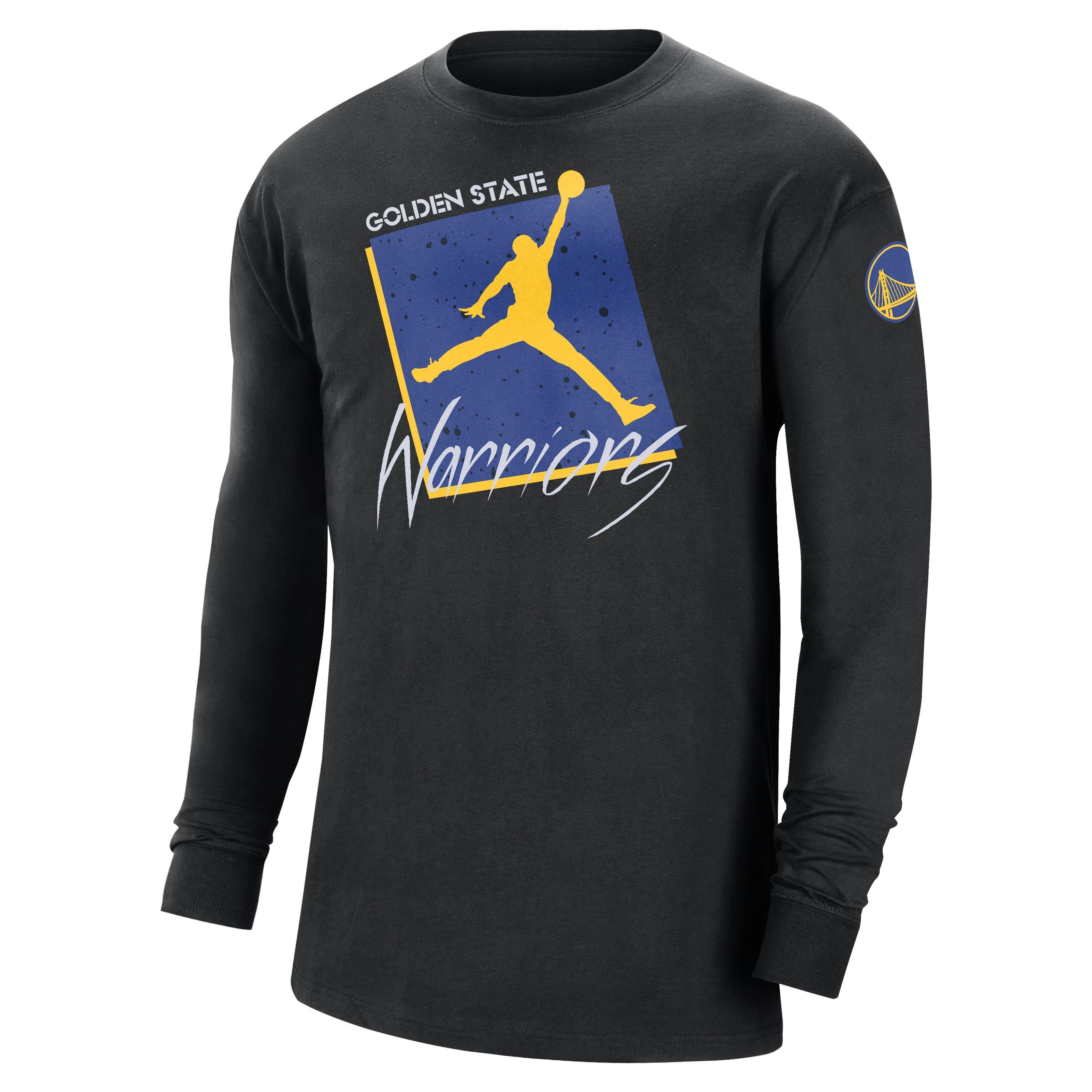 Jordan Men's Golden State Warriors Courtside Statement Edition Max90 NBA Long-Sleeve T-Shirt-Black - BLACK Thumbnail View 1