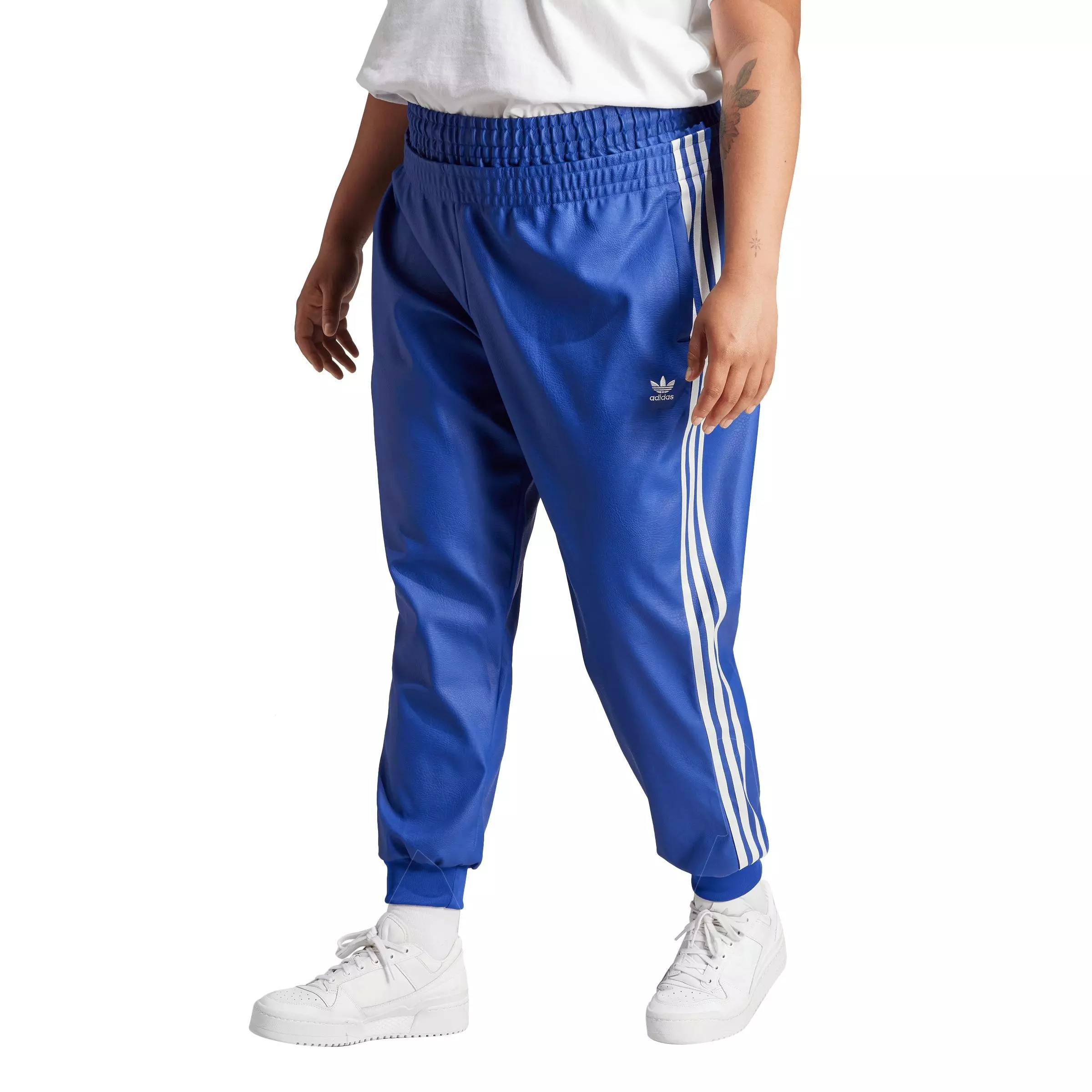adidas Women's Originals Faux Leather Track Pant - Blue - BLUE