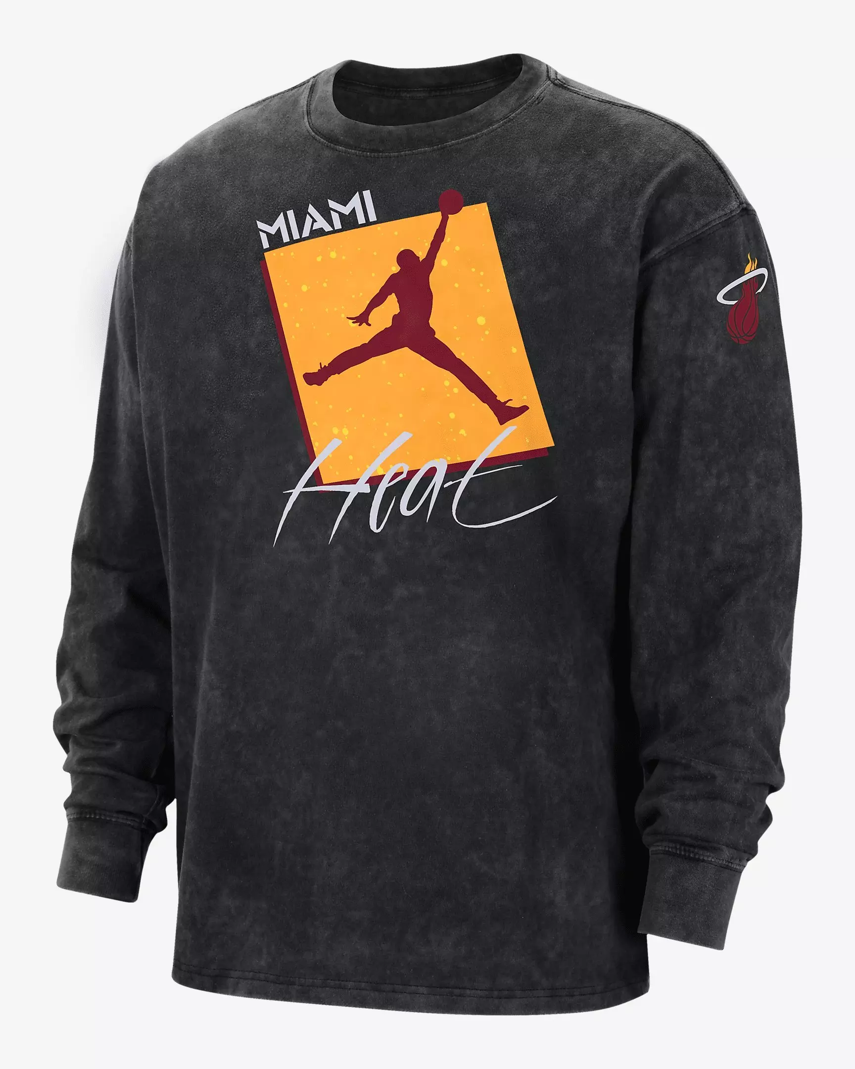 Jordan Men's Miami Heat Courtside Statement Edition Max90 NBA Long-Sleeve T-Shirt-Black - BLACK