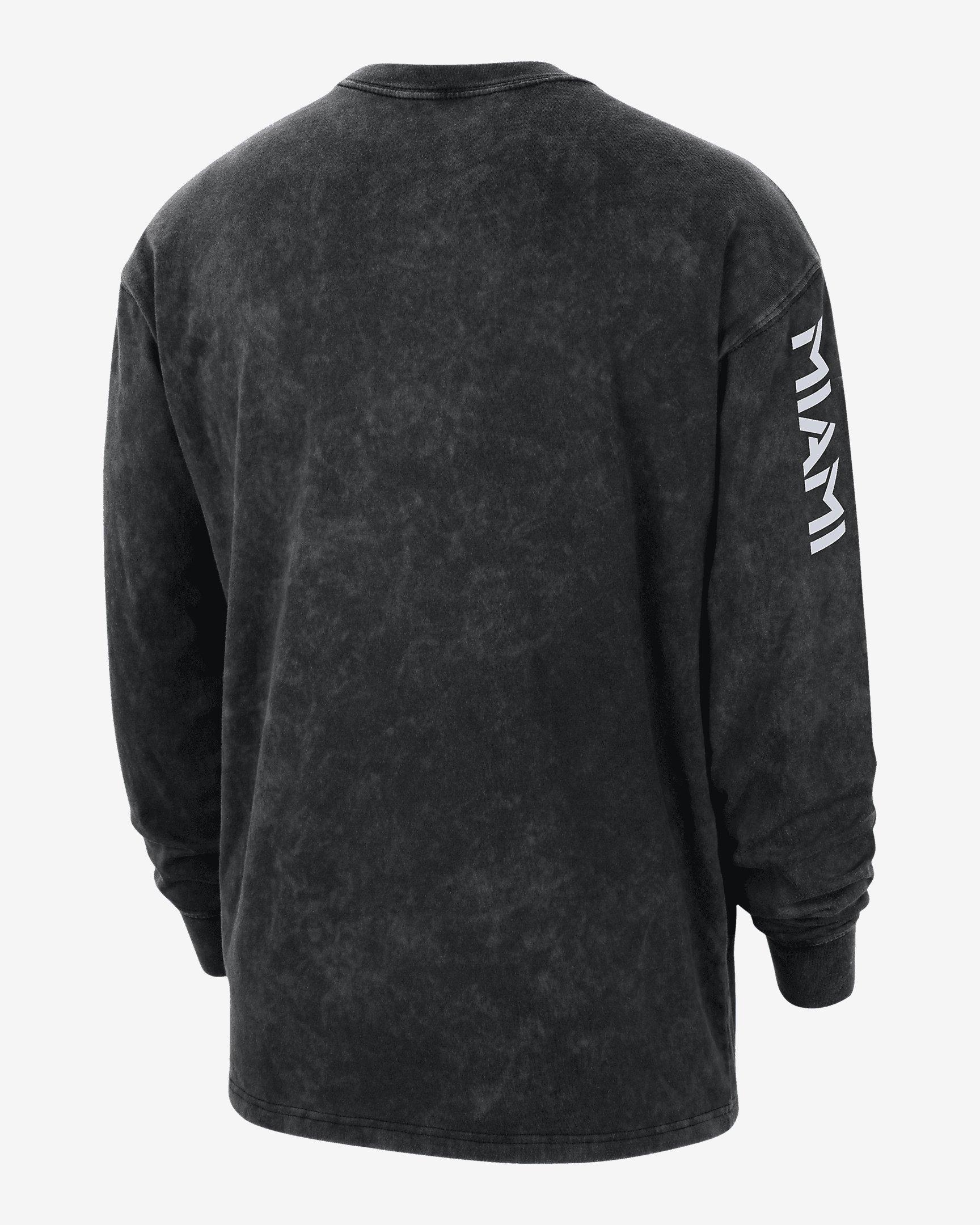 Jordan Men's Miami Heat Courtside Statement Edition Max90 NBA Long-Sleeve T-Shirt-Black - BLACK Thumbnail View 2