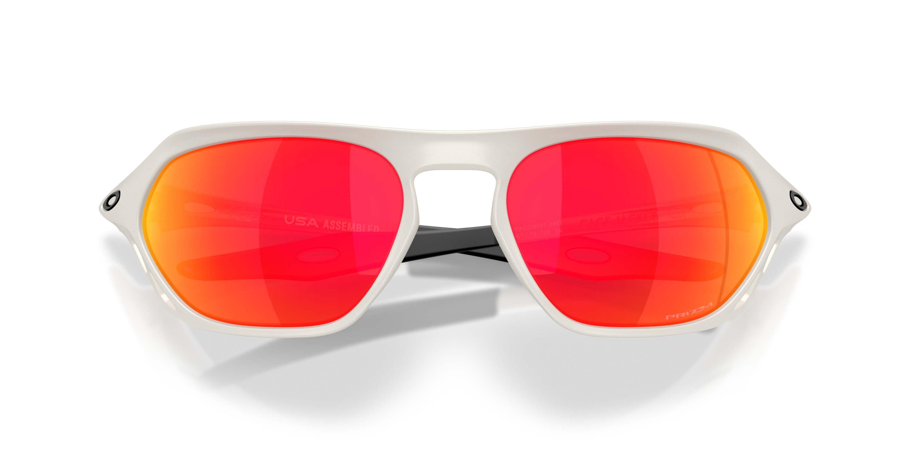 Oakley Cage Jacket Prizm Ruby Sunglasses - Matte Mist - WHITE/RED
