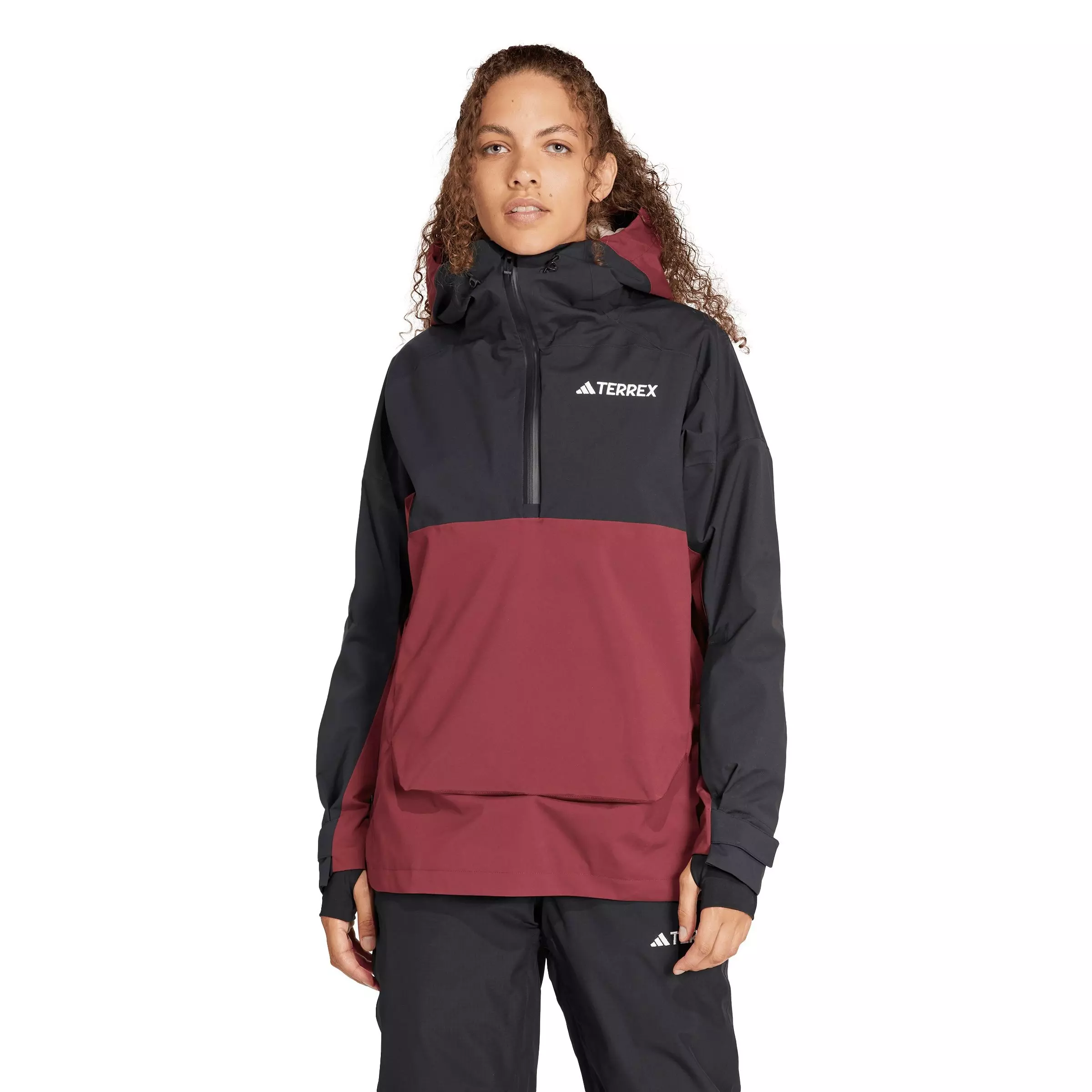 adidas Women's Terrex Xperior 2L Lined RAIN.RDY Anorak - Black/Red - BLACK/RED