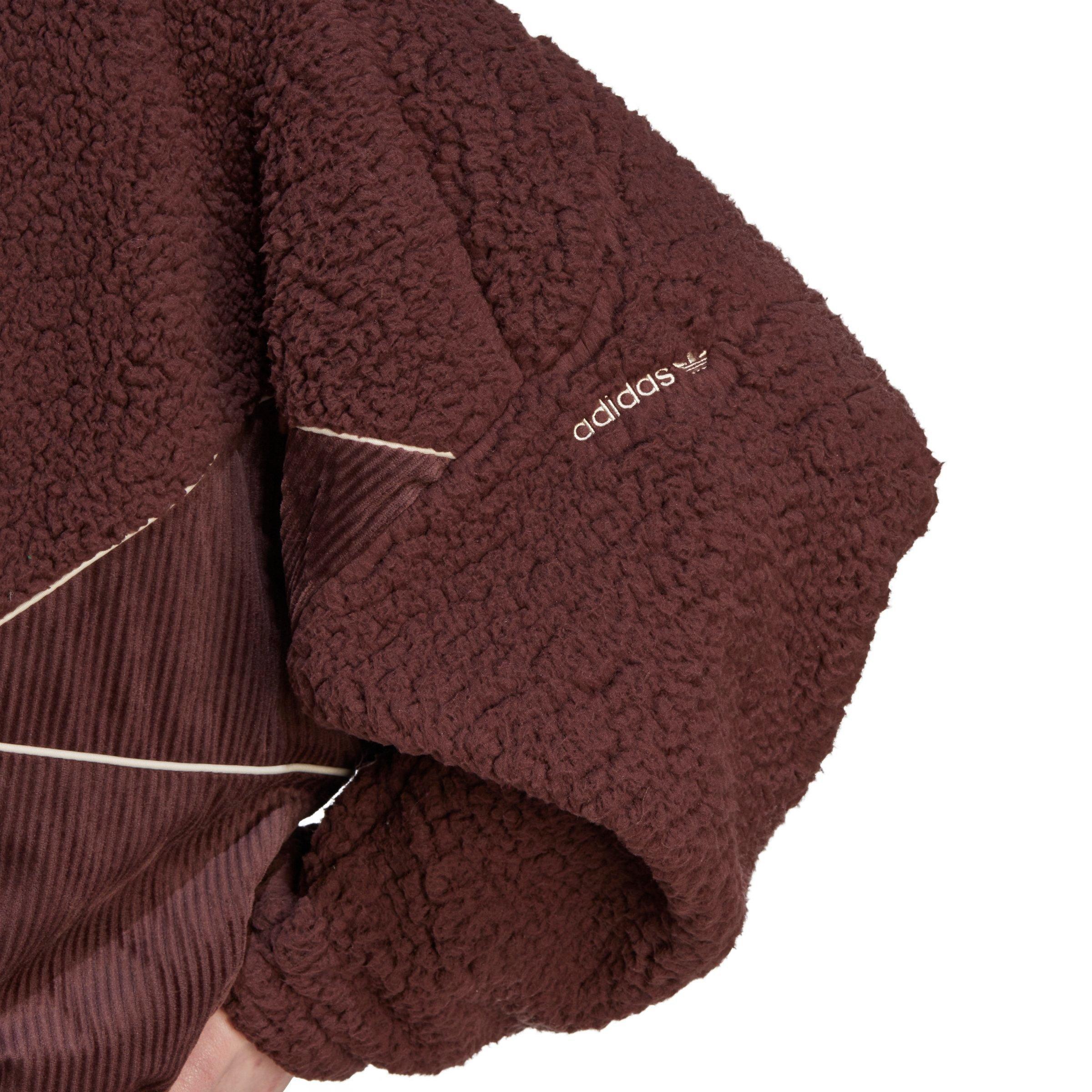adidas Women's Originals Corduroy Fleece Mix Jacket - Dark Brown