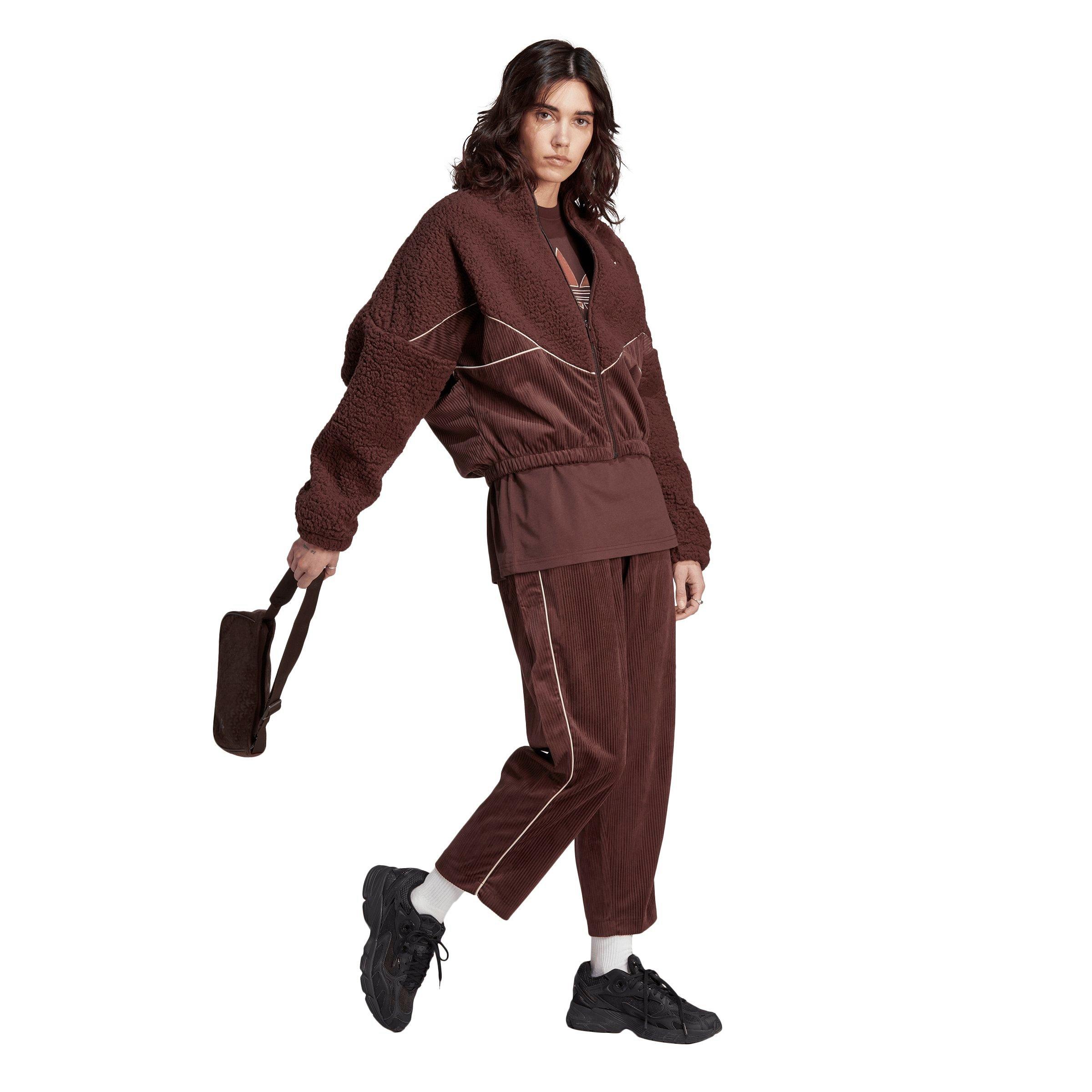 adidas Women's Originals Corduroy Fleece Mix Jacket - Dark Brown