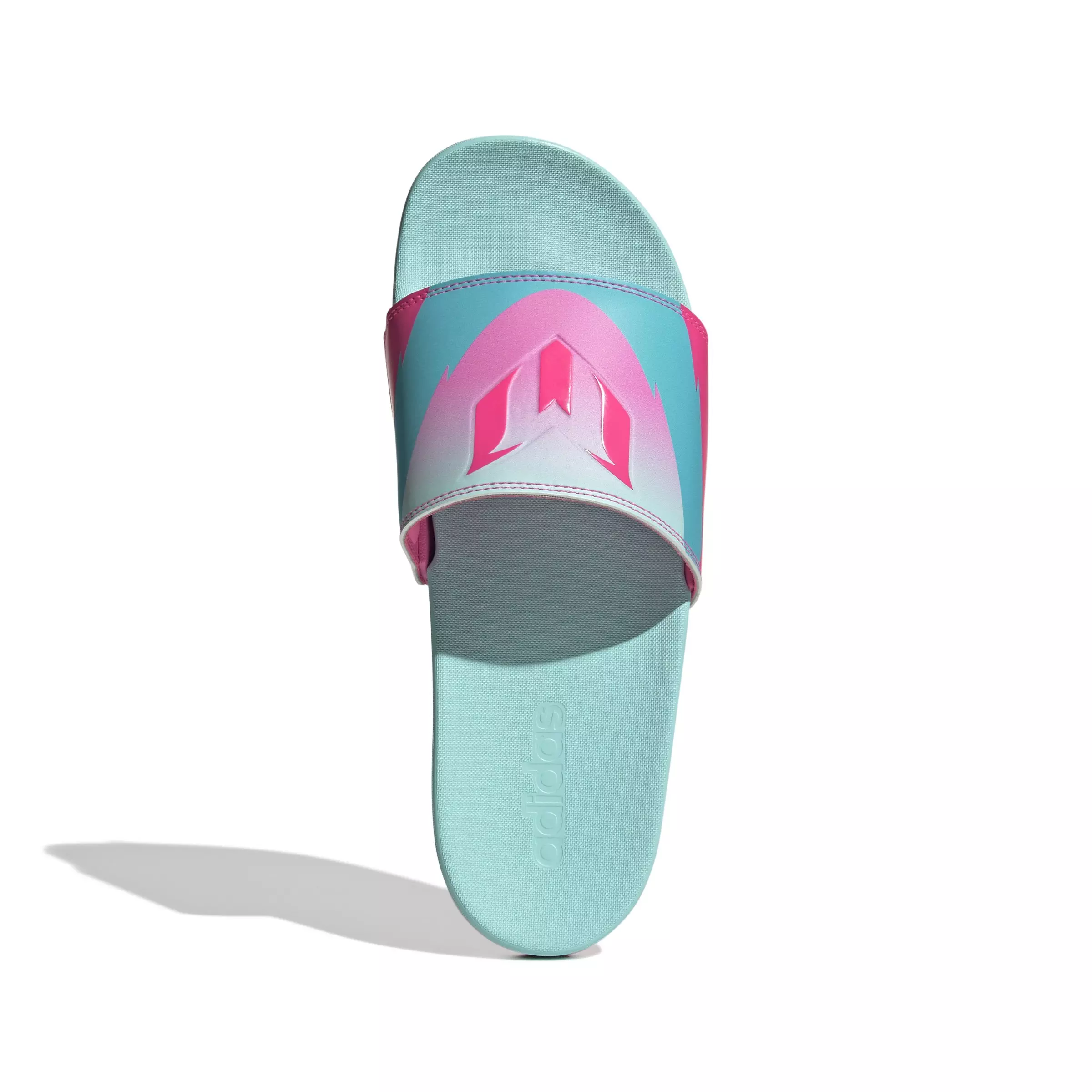 adidas Adilette Comfort Messi "Flash Aqua/Lucid Pink/Lucid Cyan" Men's Slide - AQUA/PINK/CYAN