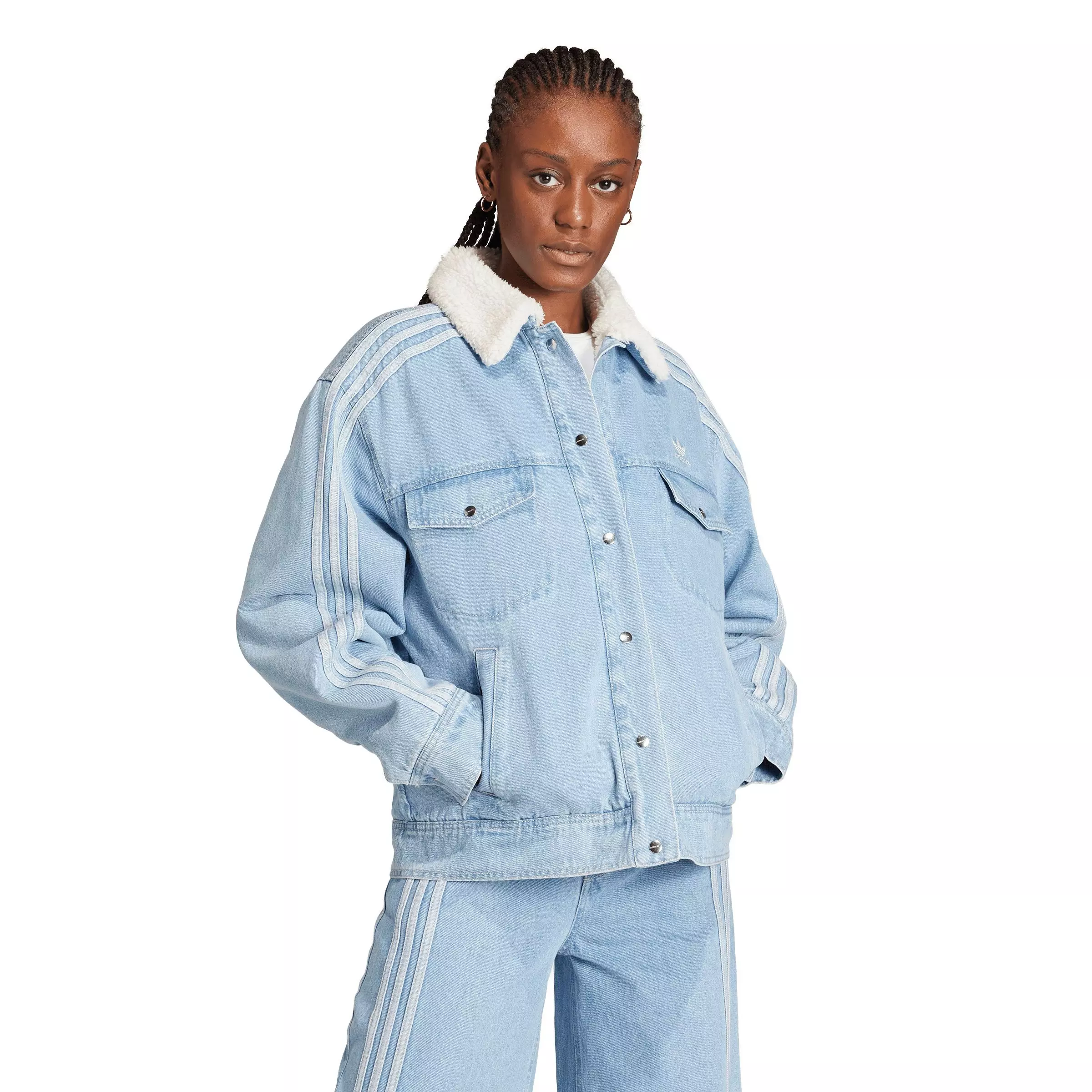 adidas Women's Originals Neutral Court Denim Jacket - Blue - BLUE