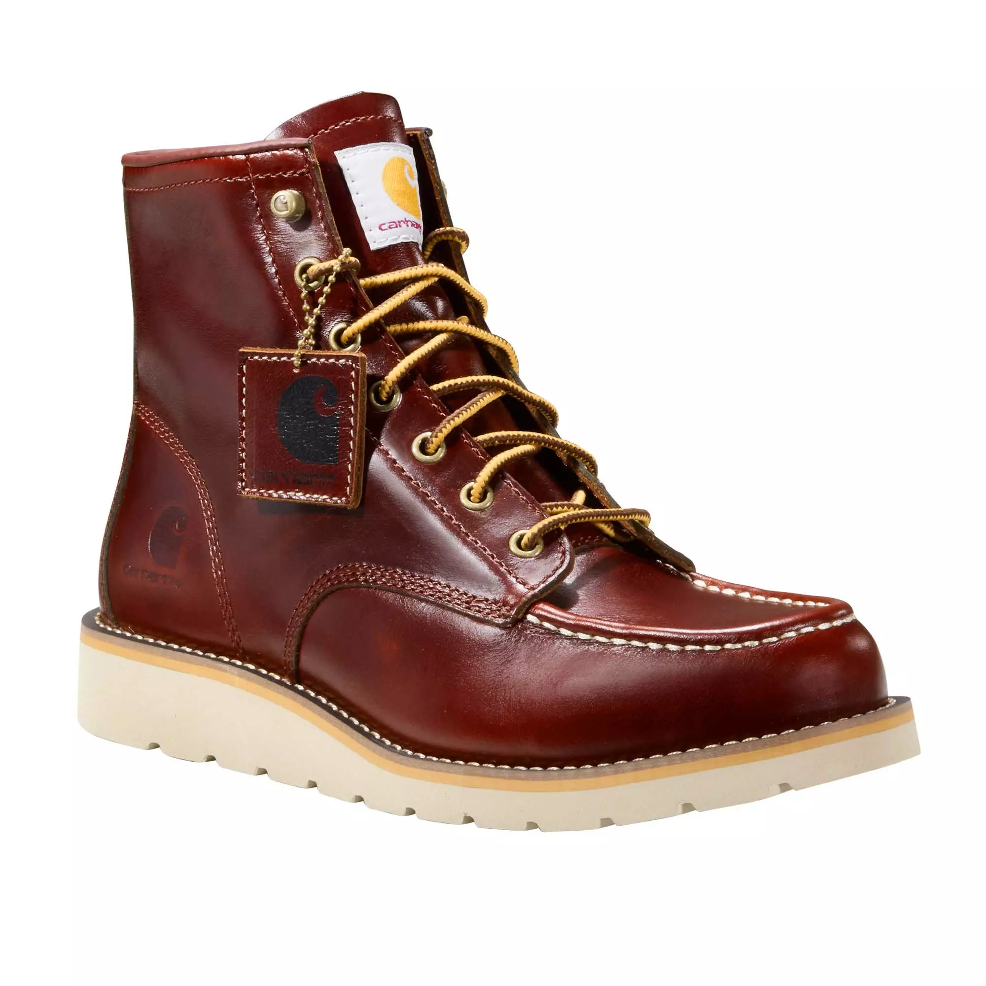 Carhartt 6" Moc Toe Wedge Boot Soft Toe "Red Brown" Men's Wide Boot - RED BROWN