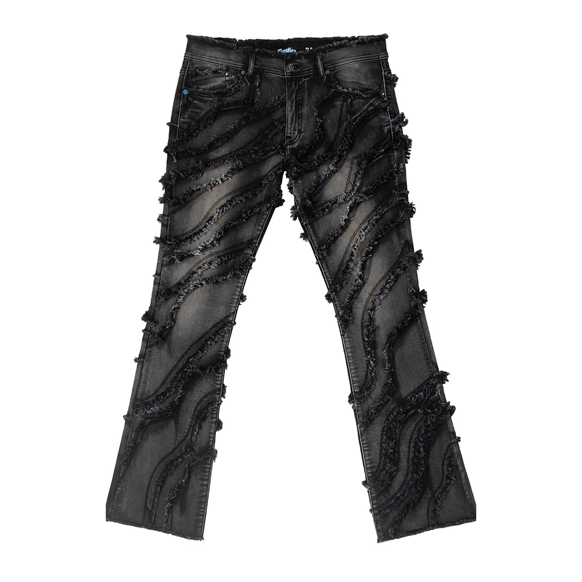 Frostiez Men's Frayed Black Straight Fit Jeans - BLACK Thumbnail View 1