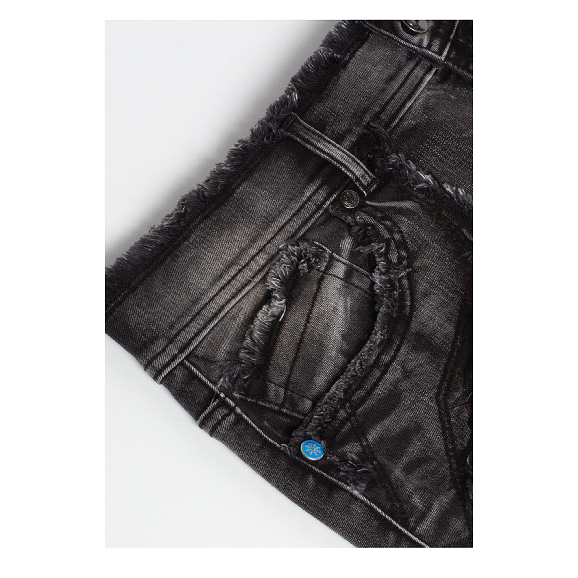 Frostiez Men's Frayed Black Straight Fit Jeans - BLACK Thumbnail View 3