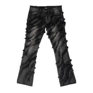 Frostiez Men's Frayed Black Straight Fit Jeans