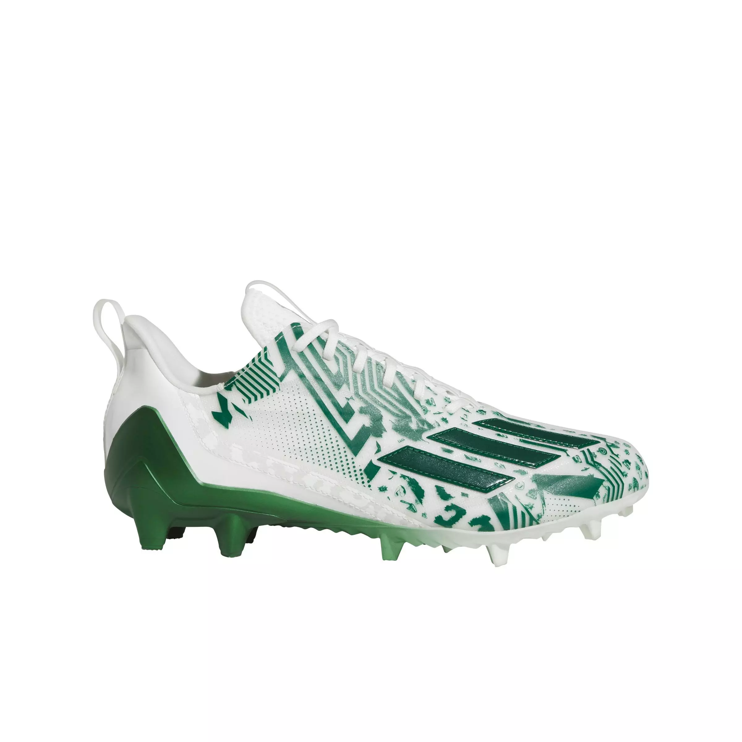 adidas adizero 12.0 Mismatch "Ftwr White/Dark Green/Ftwr White" Men's Football Cleat - WHITE/DK GREEN/WHITE