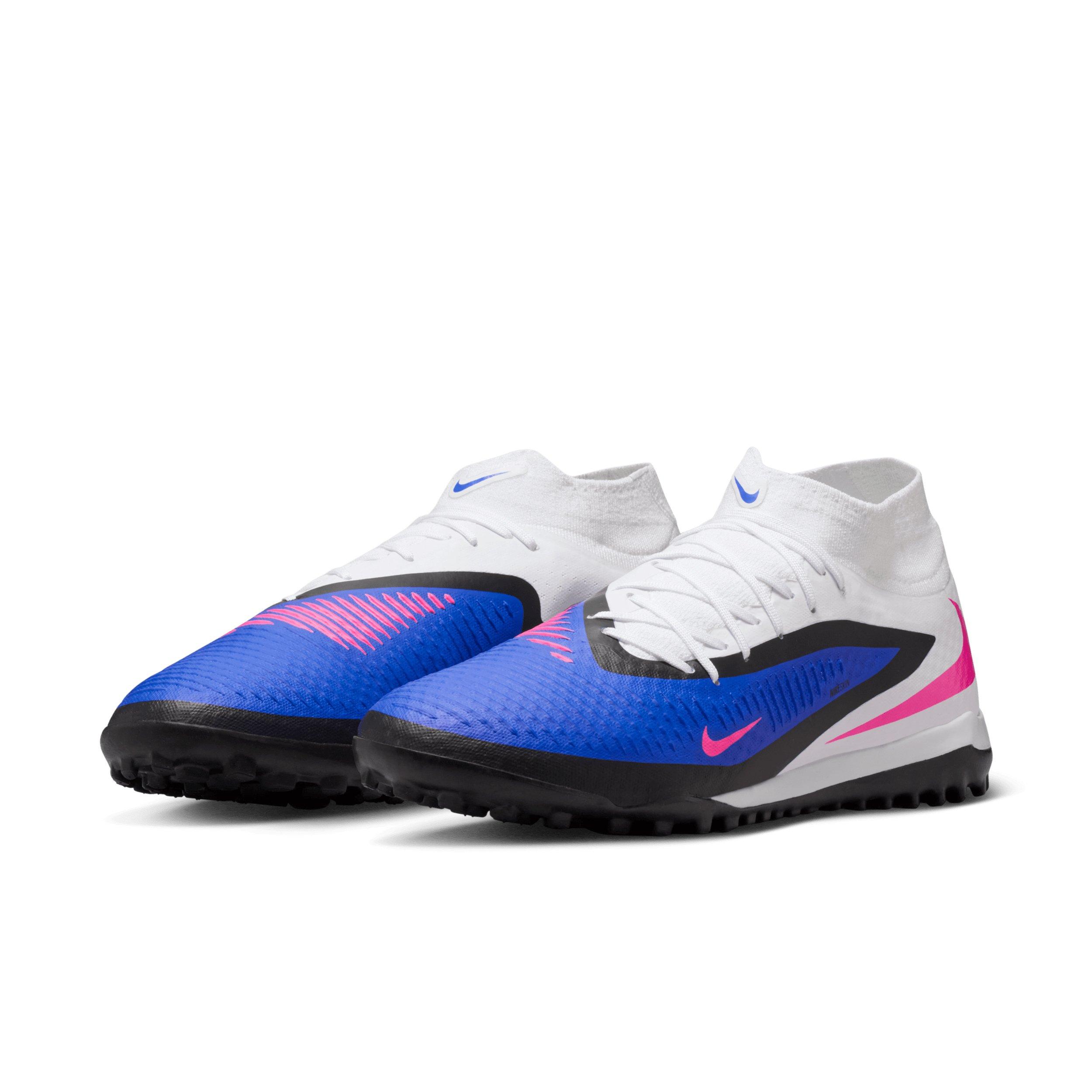 Nike Phantom 6 High Academy Turf "Racer Blue/White/Pink Blast" Men's Soccer Shoe - BLUE/WHITE/PINK Thumbnail View 3