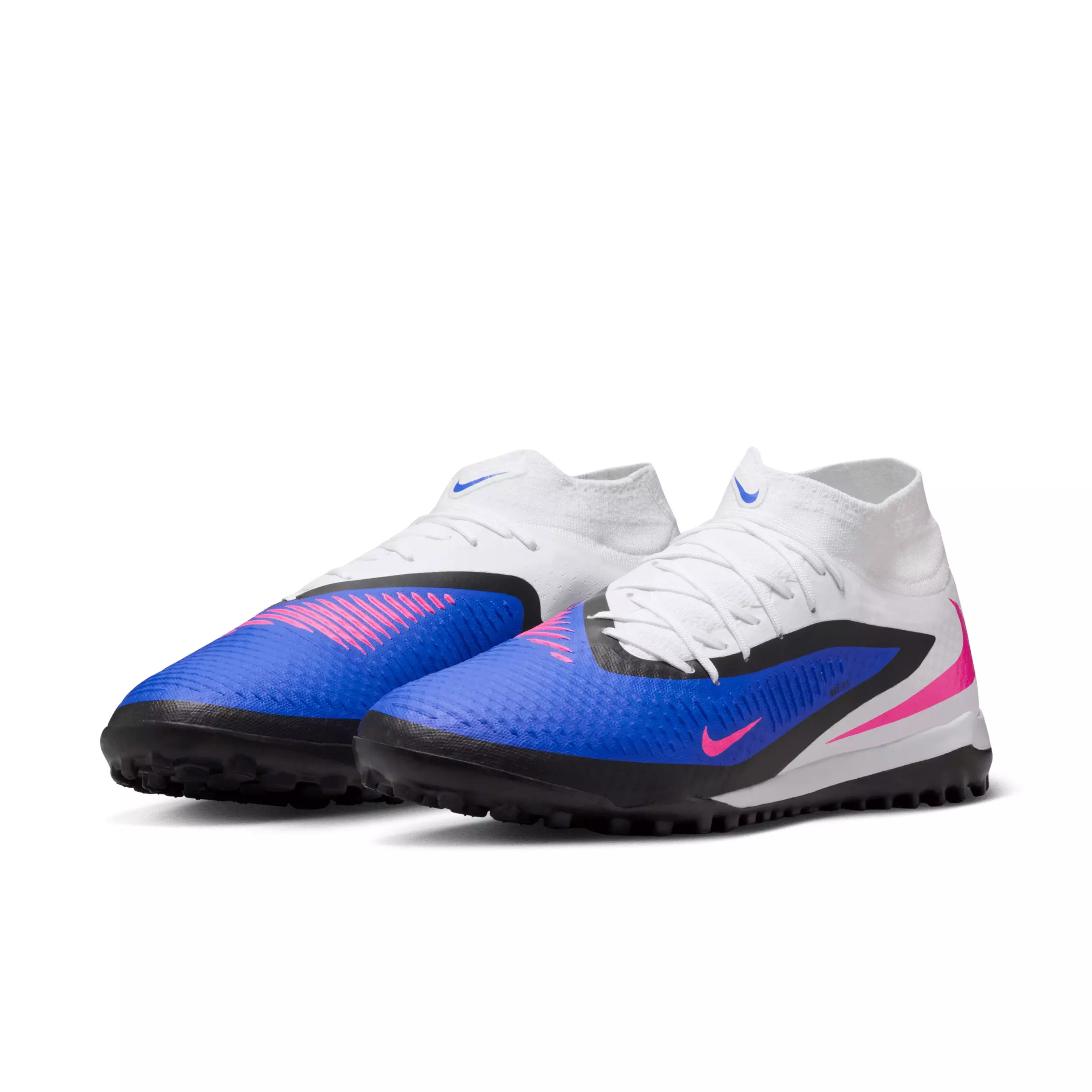 Nike Phantom 6 High Academy Turf "Racer Blue/White/Pink Blast" Men's Soccer Shoe - BLUE/WHITE/PINK