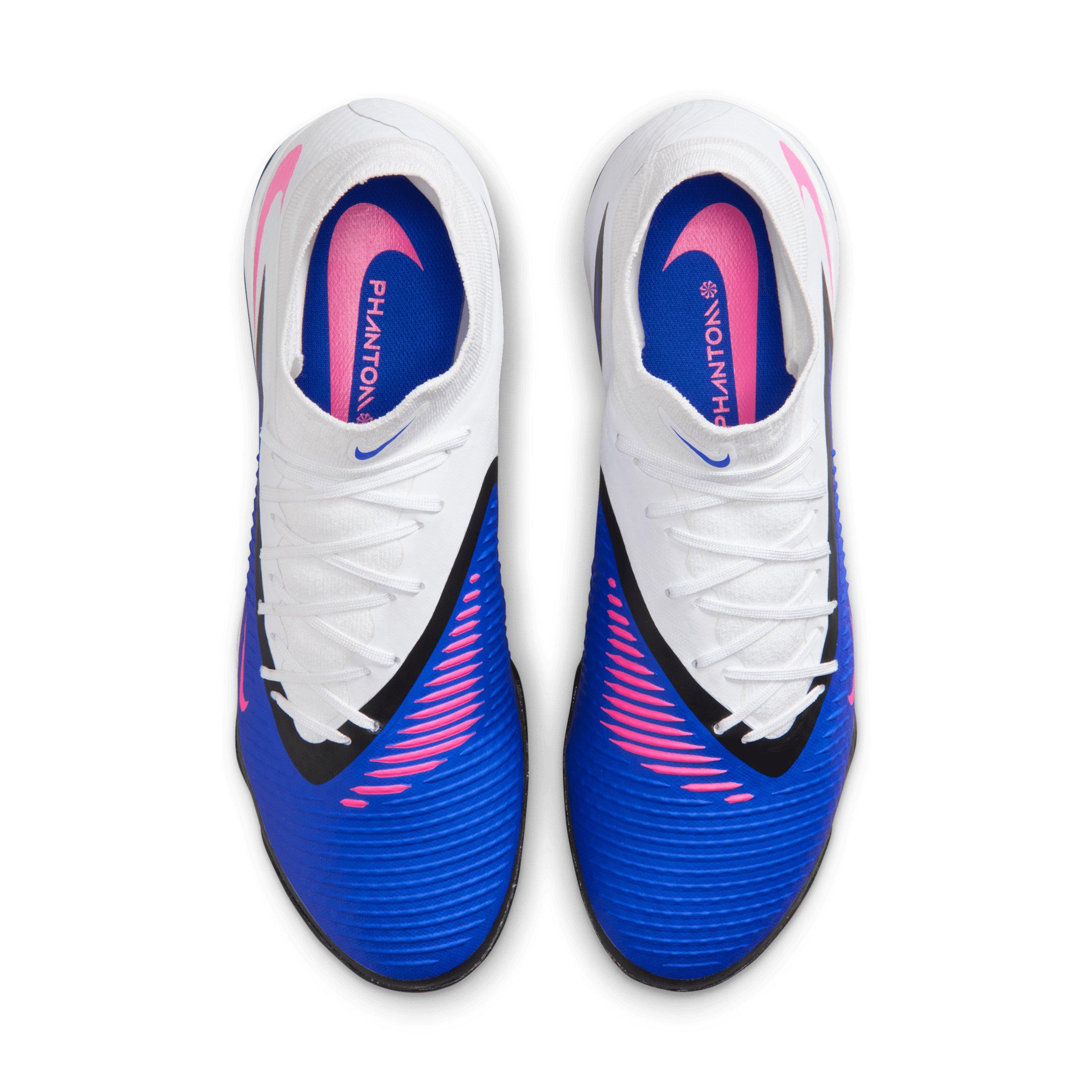 Nike Phantom 6 High Academy Turf "Racer Blue/White/Pink Blast" Men's Soccer Shoe - BLUE/WHITE/PINK Thumbnail View 4