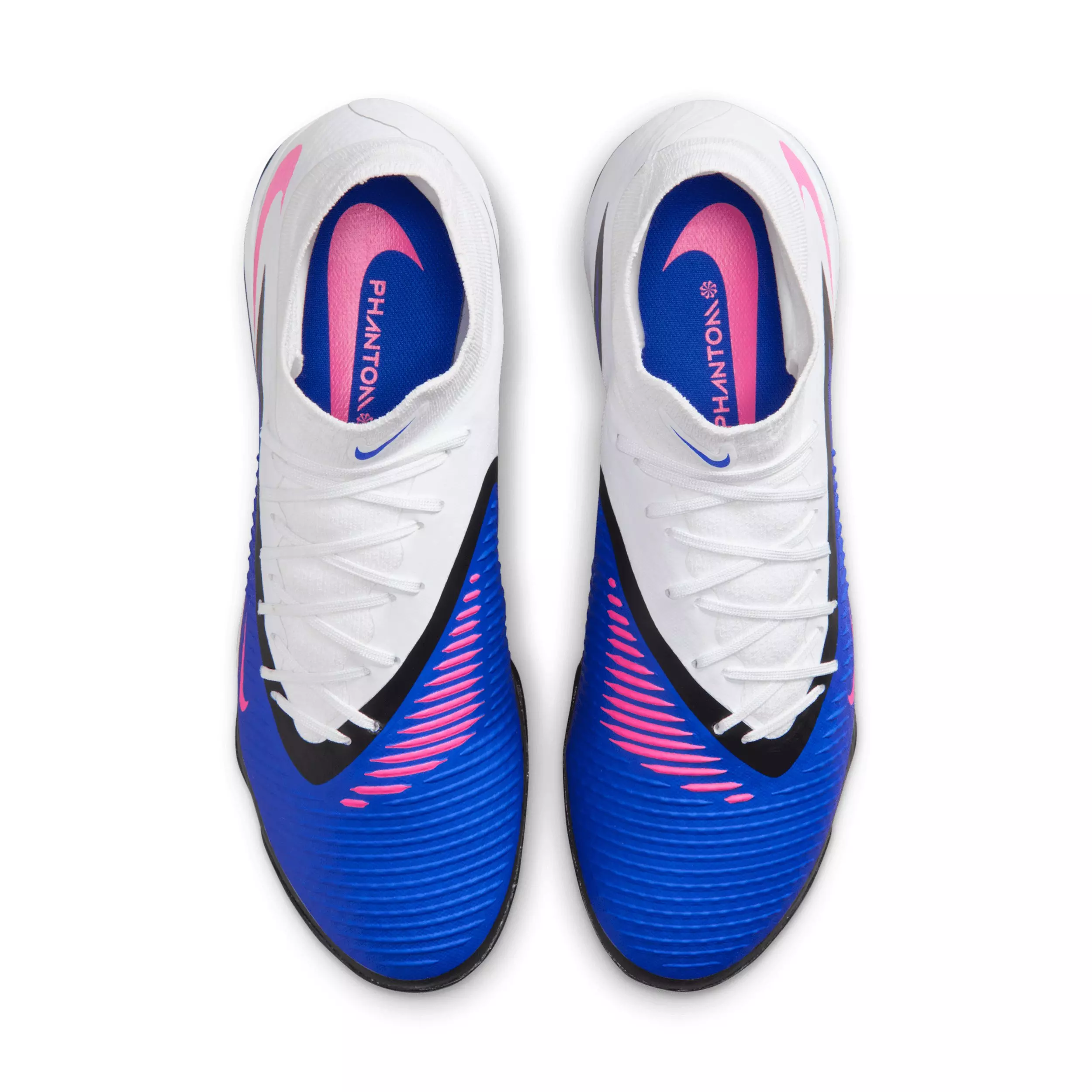 Nike Phantom 6 High Academy Turf "Racer Blue/White/Pink Blast" Men's Soccer Shoe - BLUE/WHITE/PINK
