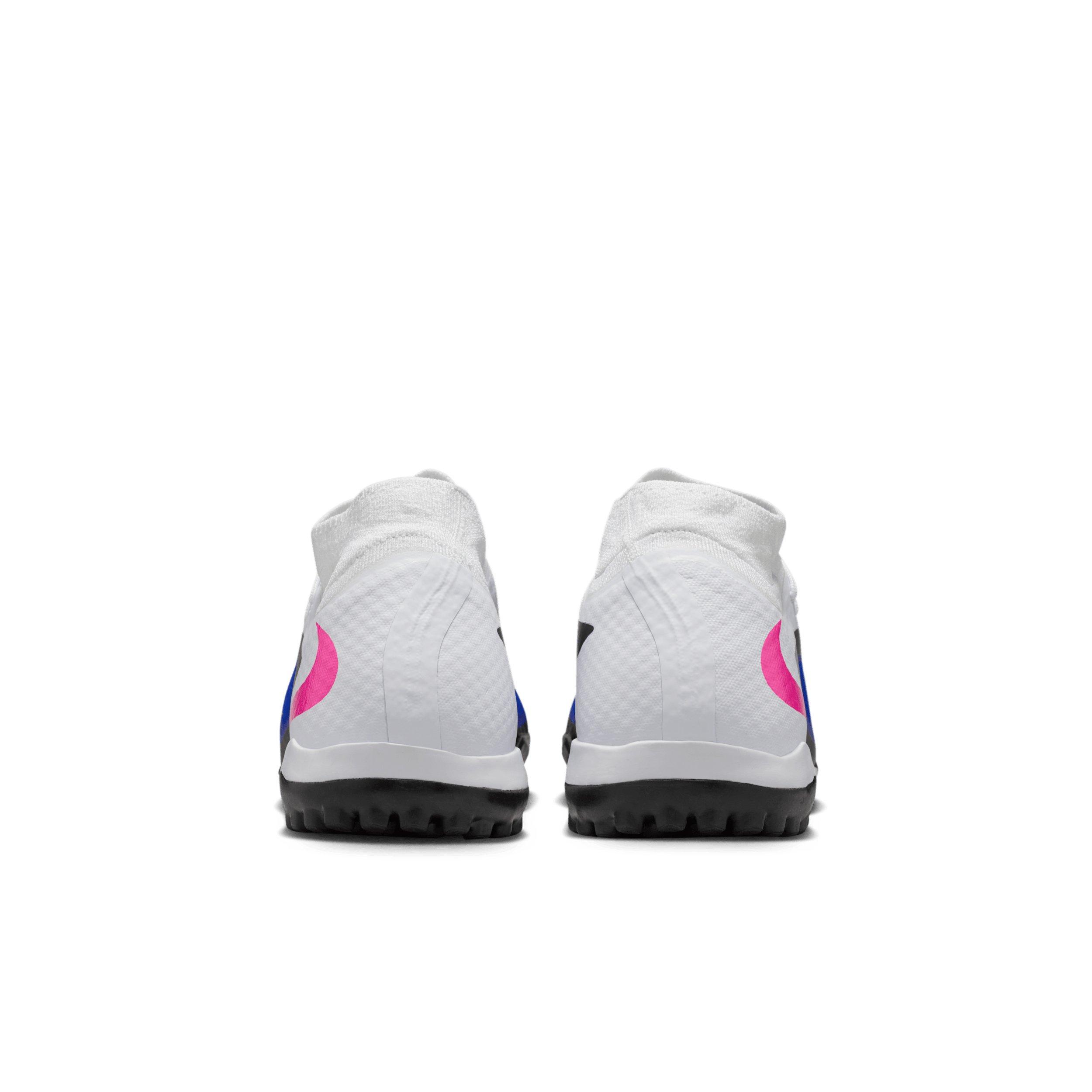Nike Phantom 6 High Academy Turf "Racer Blue/White/Pink Blast" Men's Soccer Shoe - BLUE/WHITE/PINK Thumbnail View 5