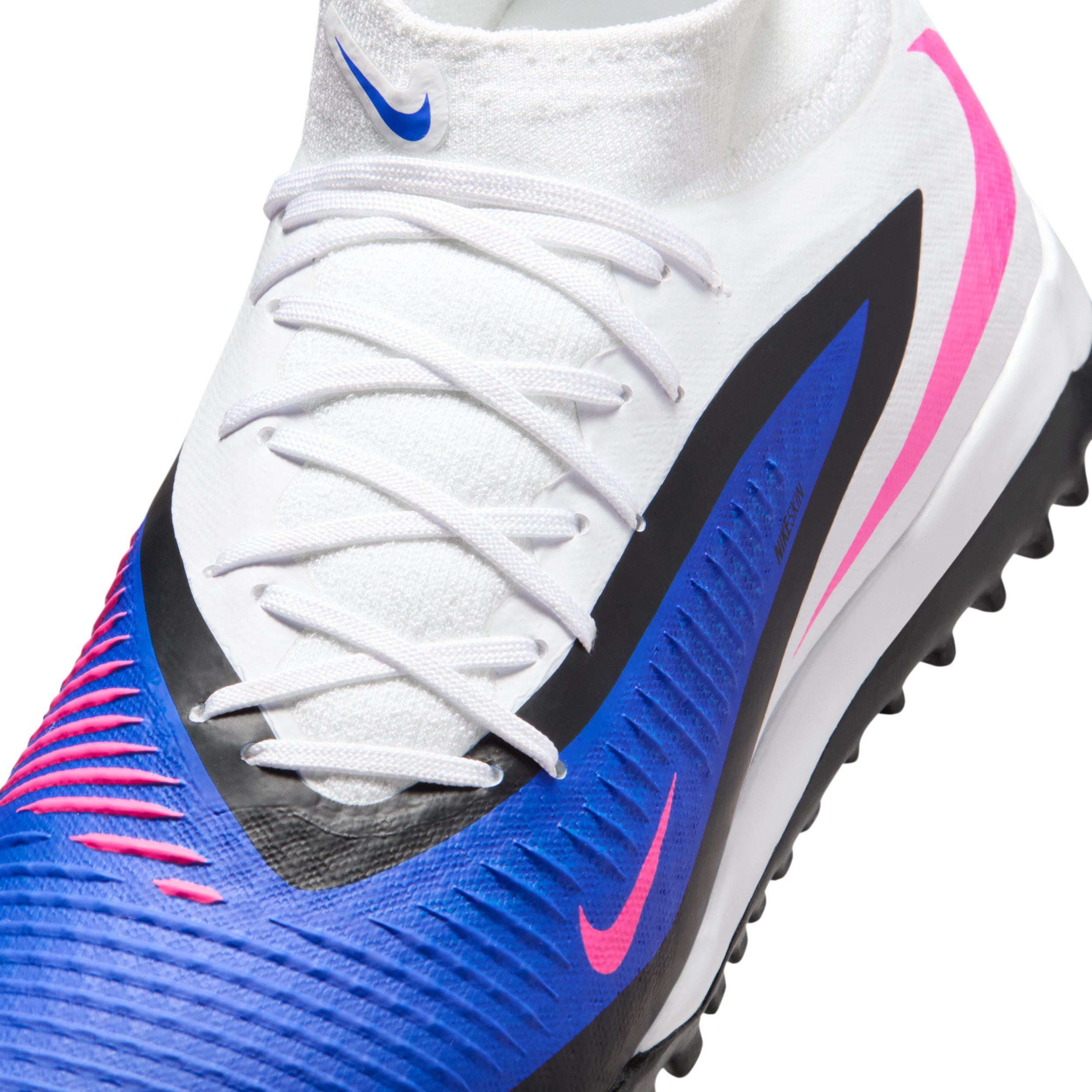 Nike Phantom 6 High Academy Turf "Racer Blue/White/Pink Blast" Men's Soccer Shoe - BLUE/WHITE/PINK Thumbnail View 7
