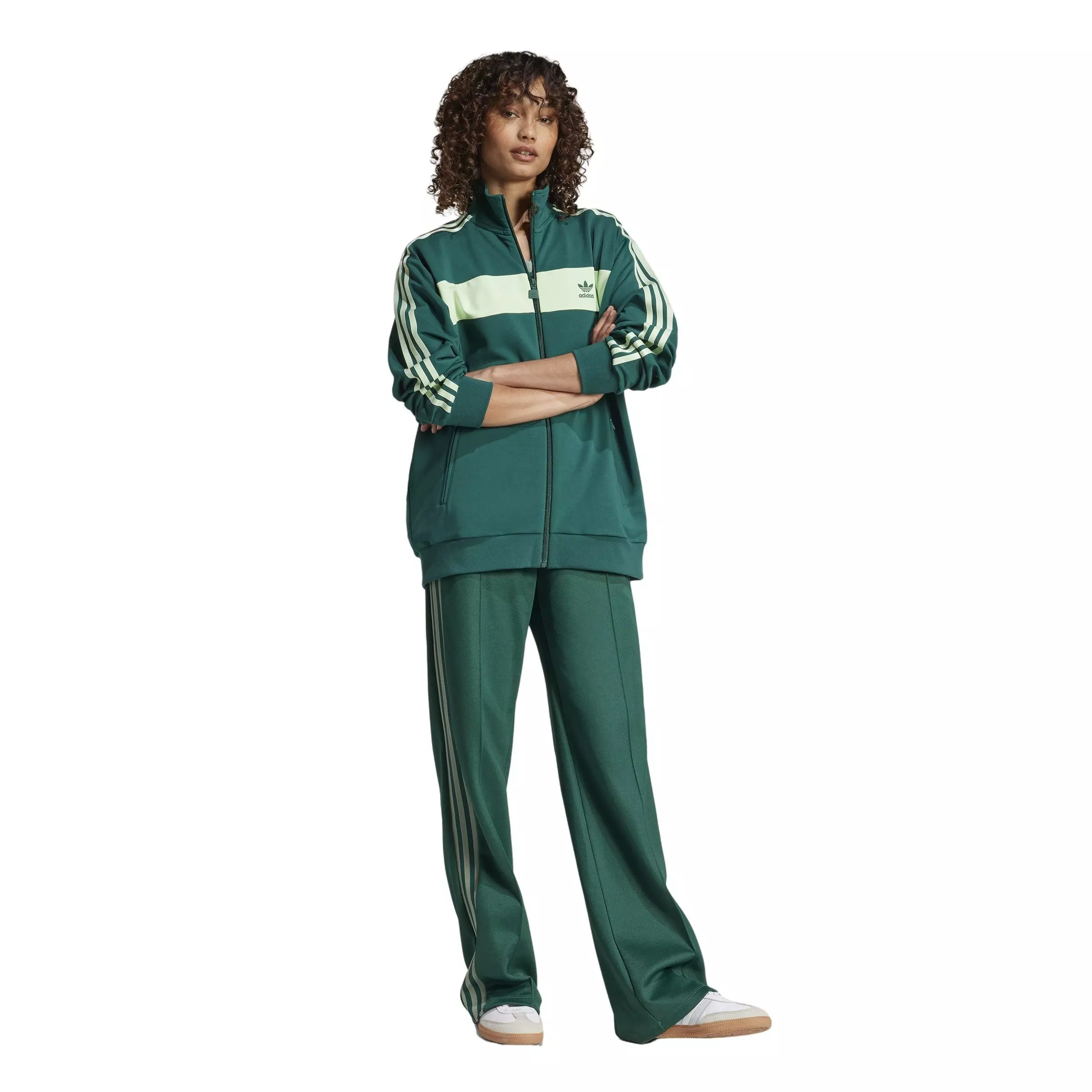 adidas Originals Women's Adilenium Colorblock Track Top -Green - GREEN