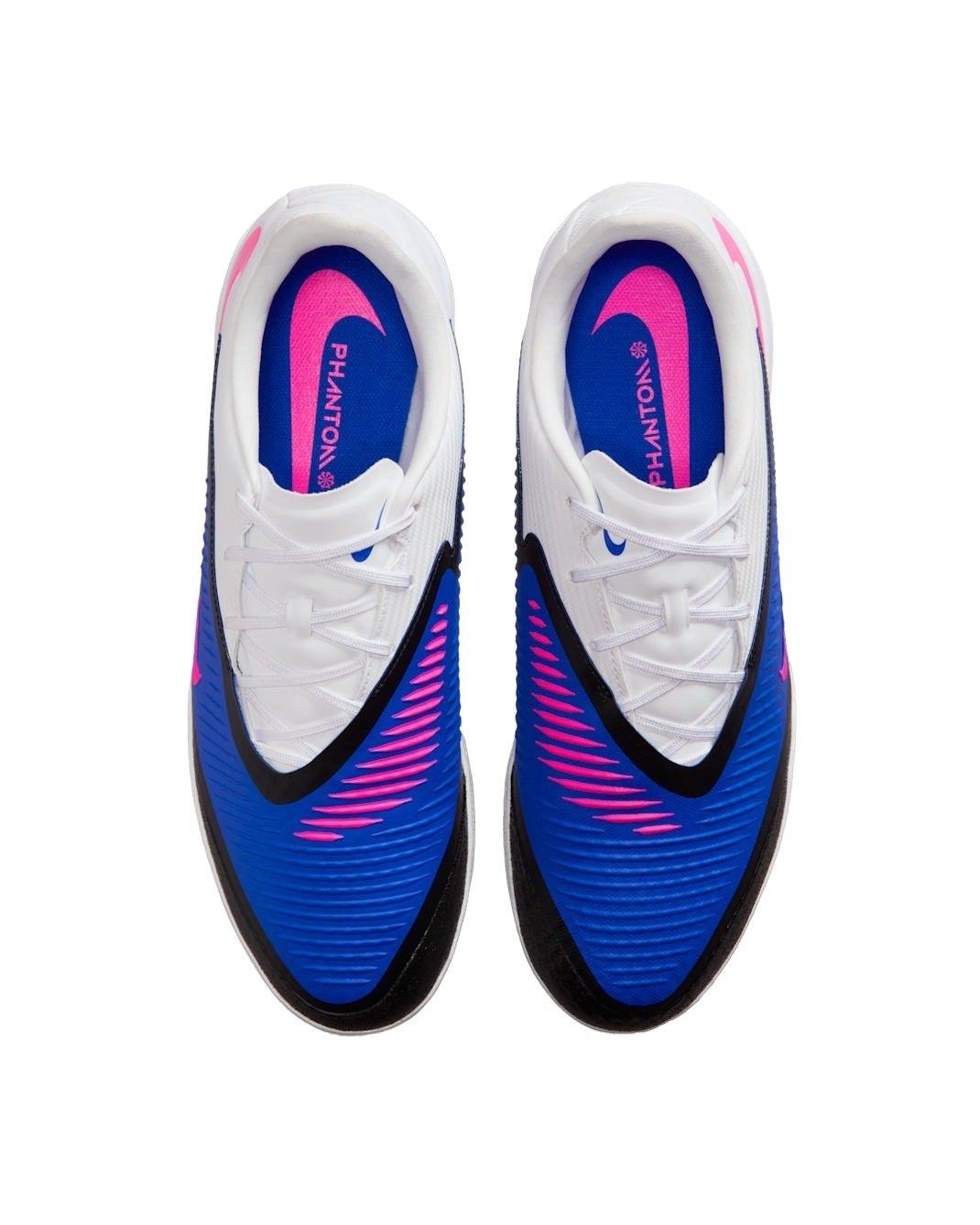 Nike Phantom 6 Low Academy IC "Racer Blue/White/Pink Blast" Men's Soccer Shoe - BLUE/WHITE/PINK Thumbnail View 3