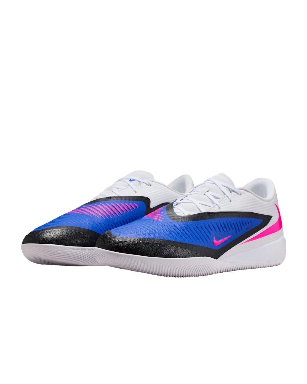Nike Phantom 6 Low Academy IC "Racer Blue/White/Pink Blast" Men's Soccer Shoe - BLUE/WHITE/PINK Thumbnail View 4