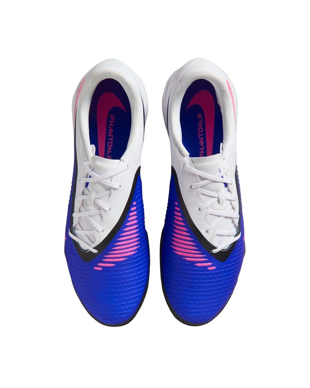 Nike Phantom 6 Low Academy Turf "Racer Blue/White/Pink Blast" Men's Soccer Shoe - BLUE/WHITE/PINK Thumbnail View 3