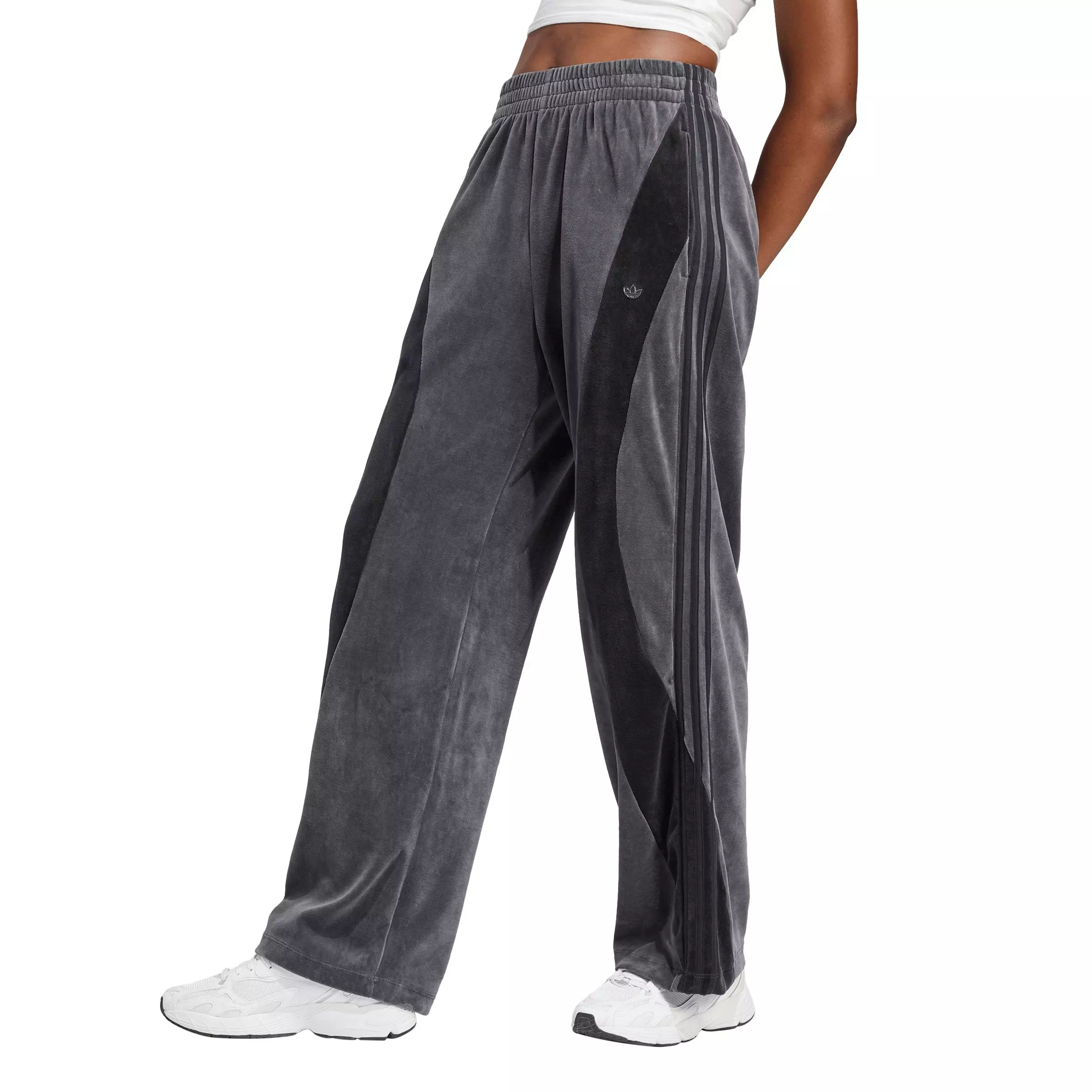 adidas Women's Originals High Waist Velour Pant - Grey - GREY