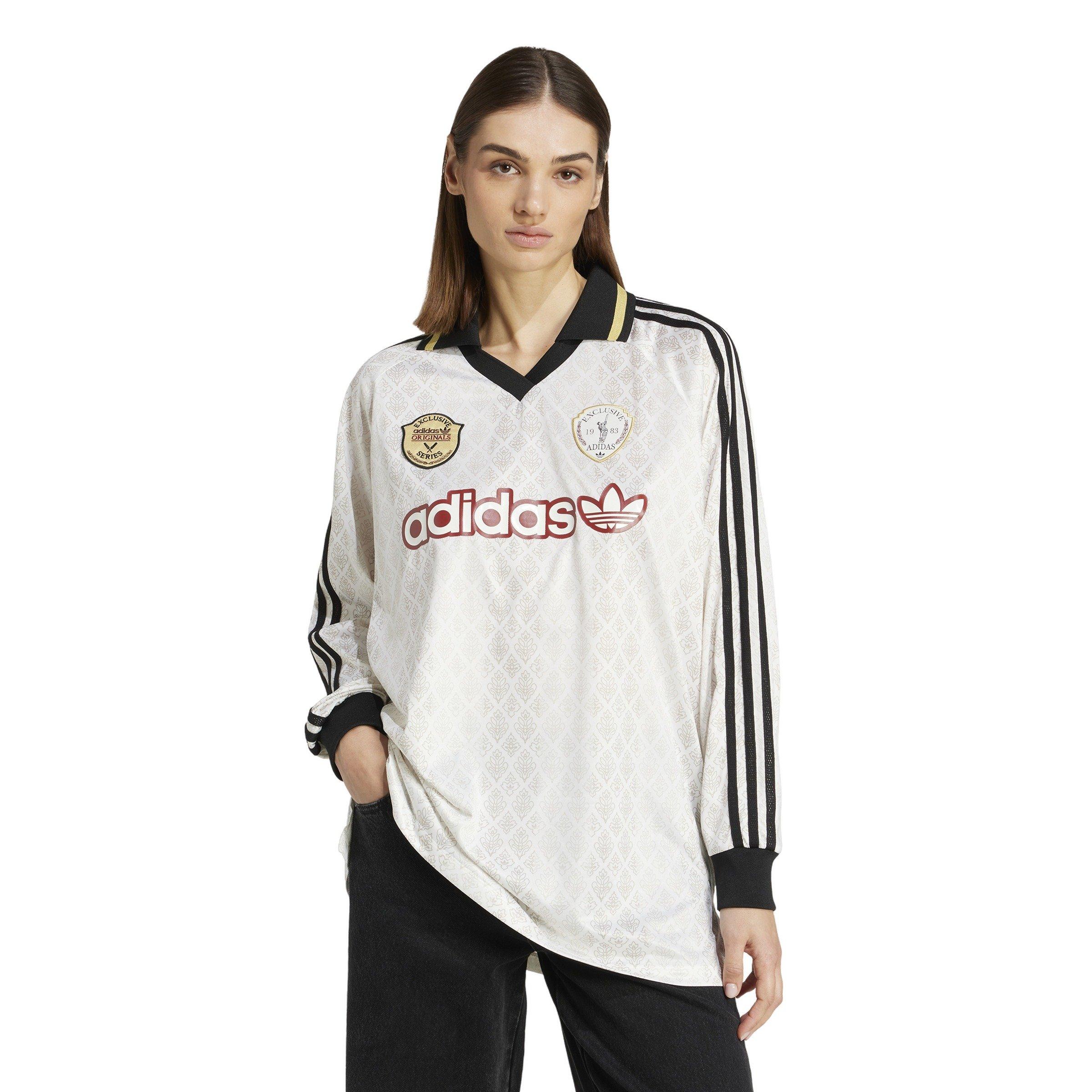 adidas Originals Women's Retro Sports Cricket-Inspired Long Sleeve Jersey -Off White - OFF-WHITE Thumbnail View 1