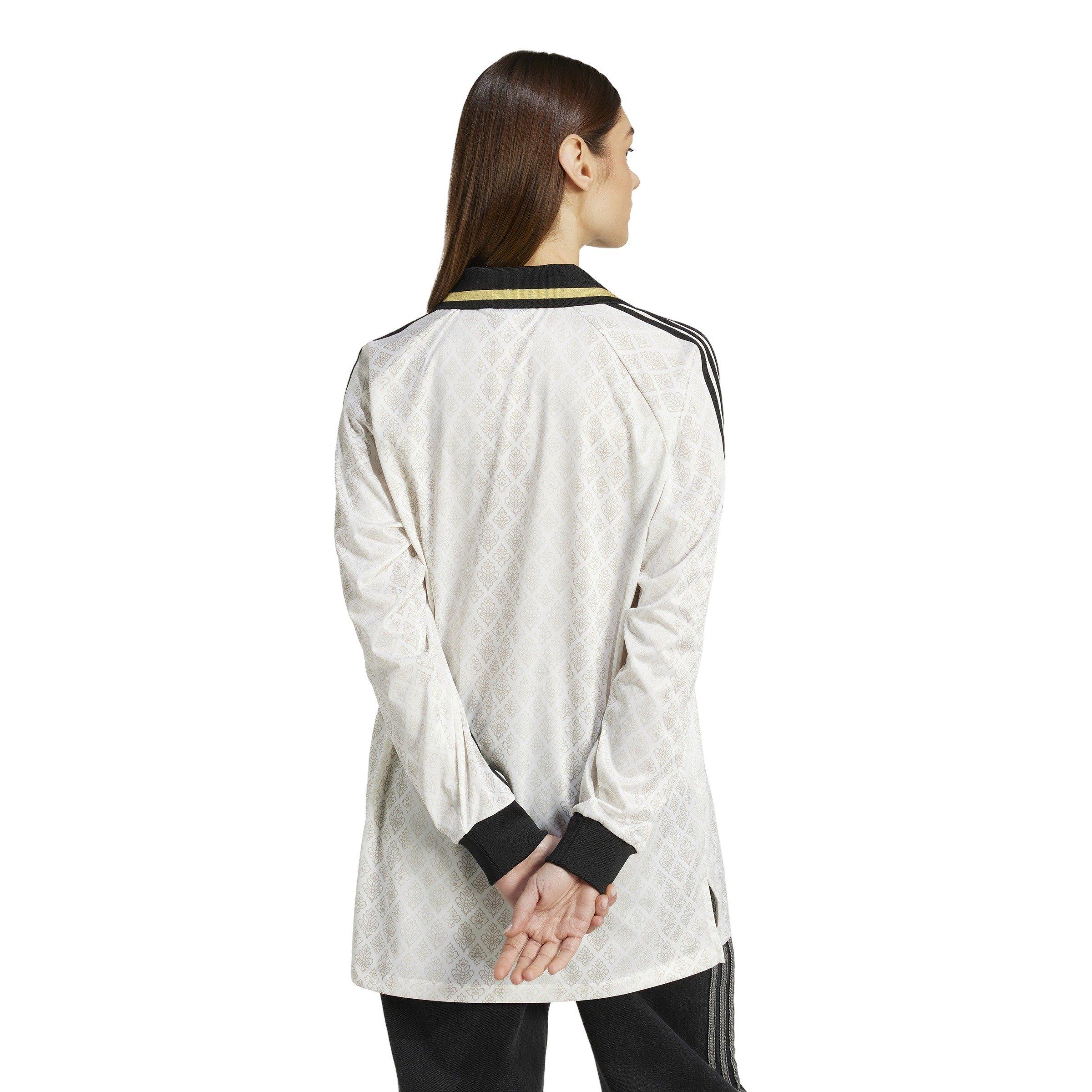 adidas Originals Women's Retro Sports Cricket-Inspired Long Sleeve Jersey -Off White - OFF-WHITE Thumbnail View 2
