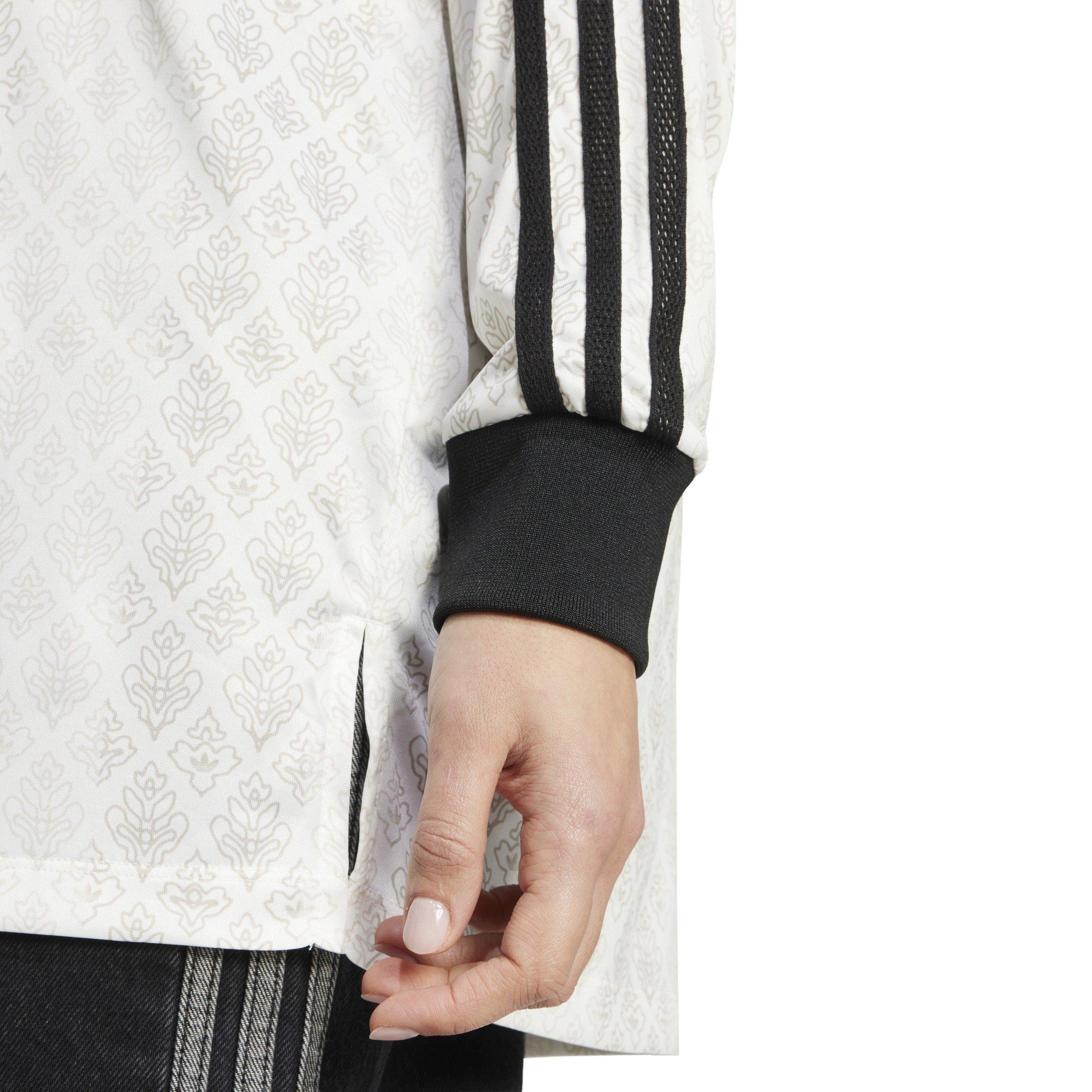 adidas Originals Women's Retro Sports Cricket-Inspired Long Sleeve Jersey -Off White - OFF-WHITE Thumbnail View 4