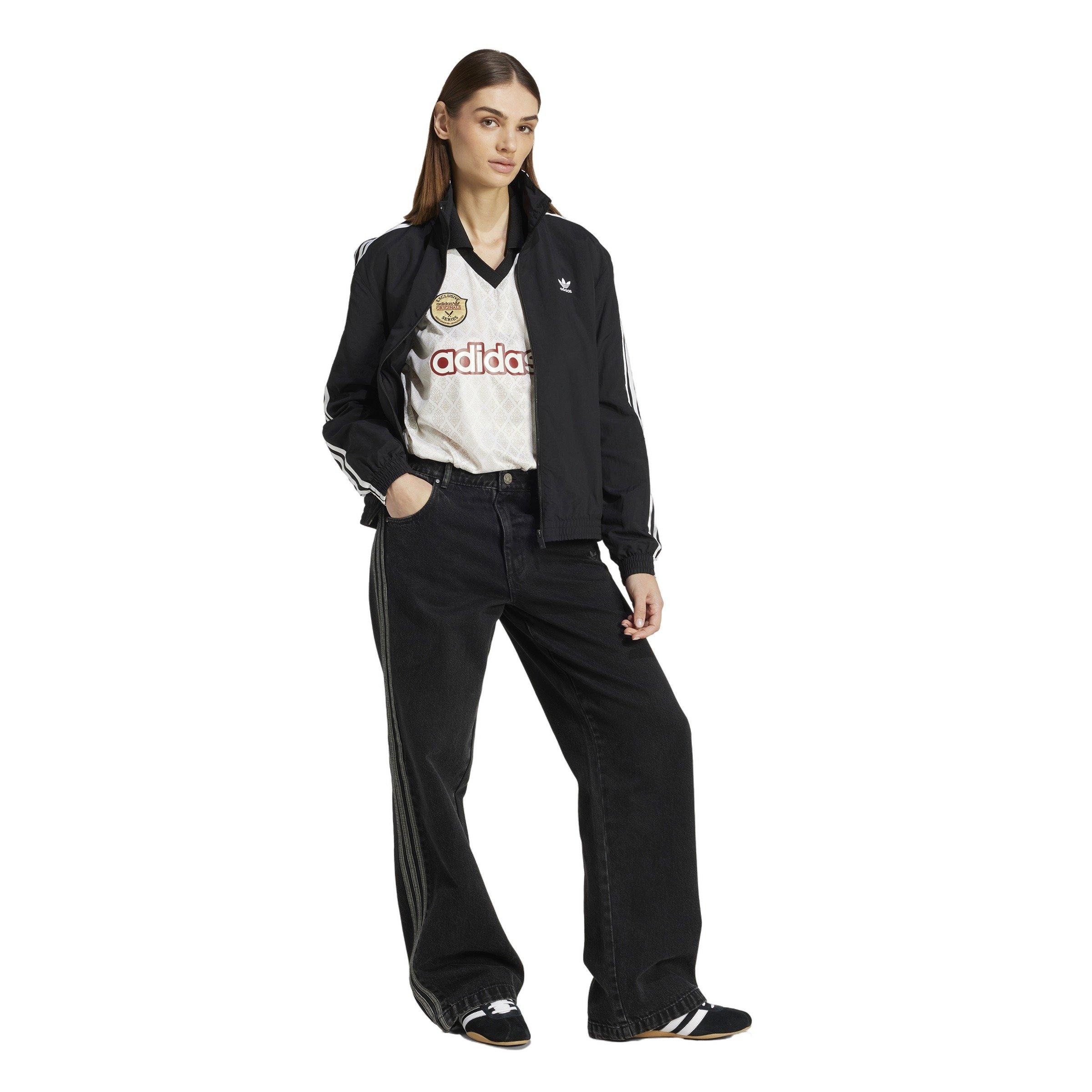 adidas Originals Women's Retro Sports Cricket-Inspired Long Sleeve Jersey -Off White - OFF-WHITE Thumbnail View 5