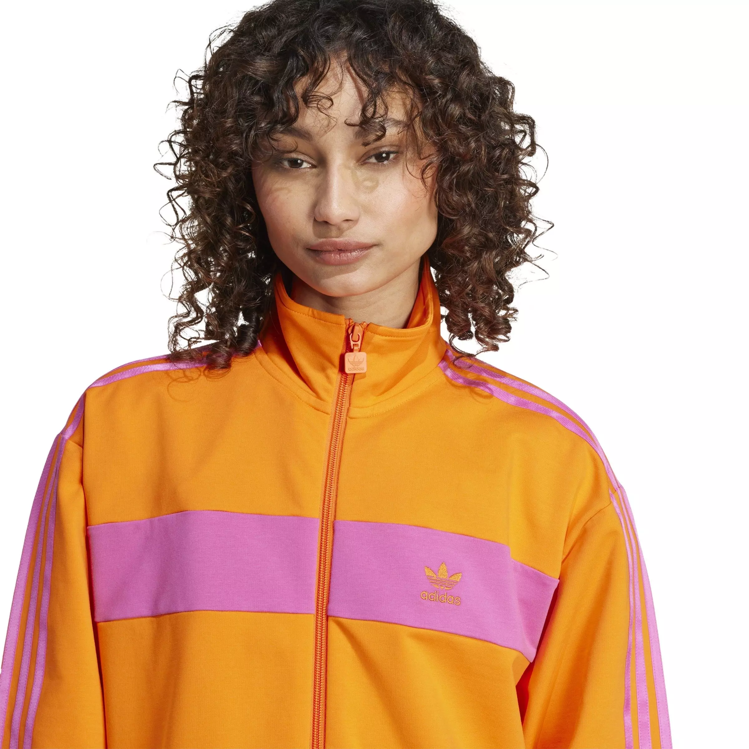 adidas Originals Women's Colorblock Track Top -Orange - ORANGE