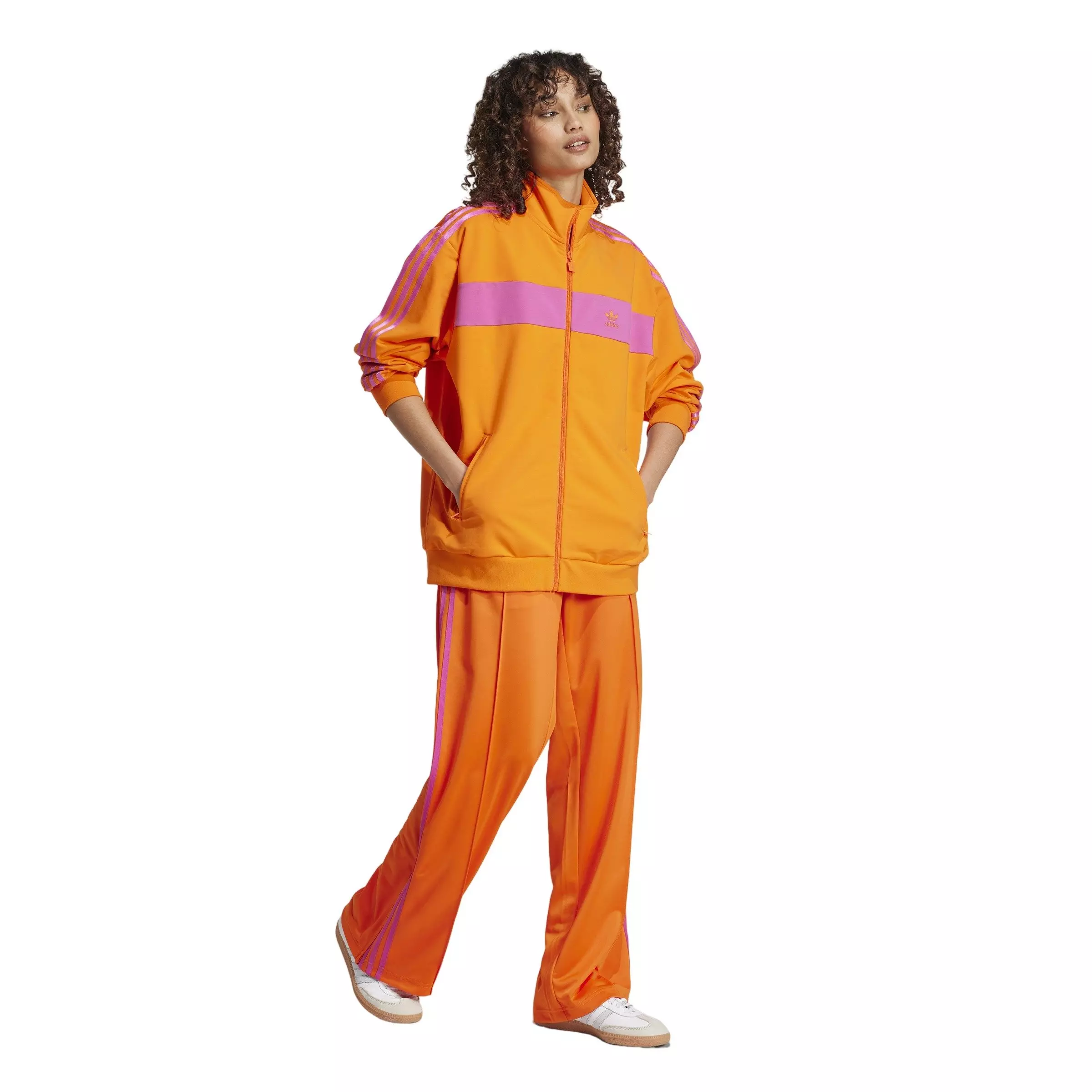 adidas Originals Women's Colorblock Track Top -Orange - ORANGE