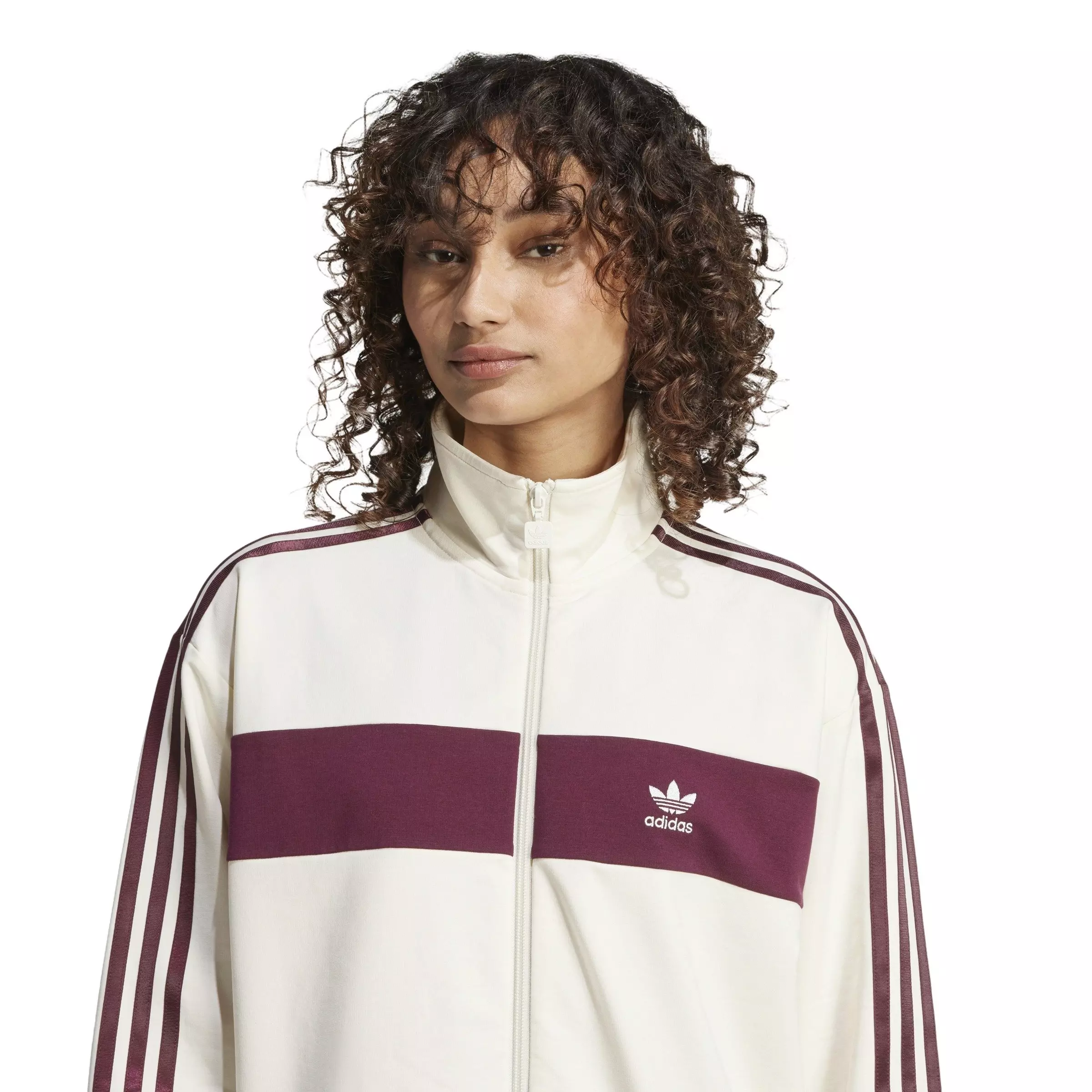 adidas Originals Women's Colorblock Track Top -Beige/Red - BEIGE/RED