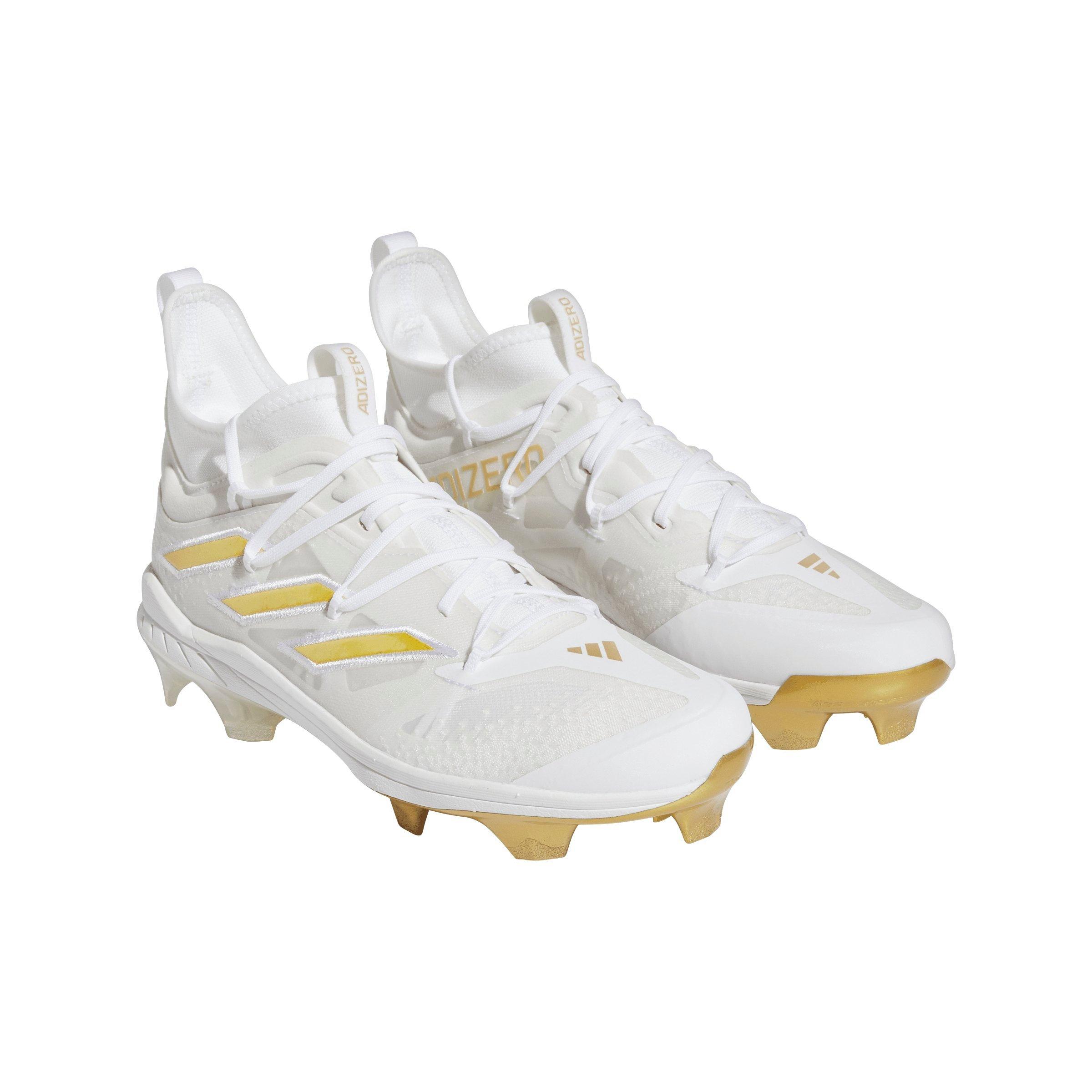 Adidas Adizero Afterburner NWV metal baseball shoes/Cleats White/Gold  Metalic - Temple's Sporting Goods