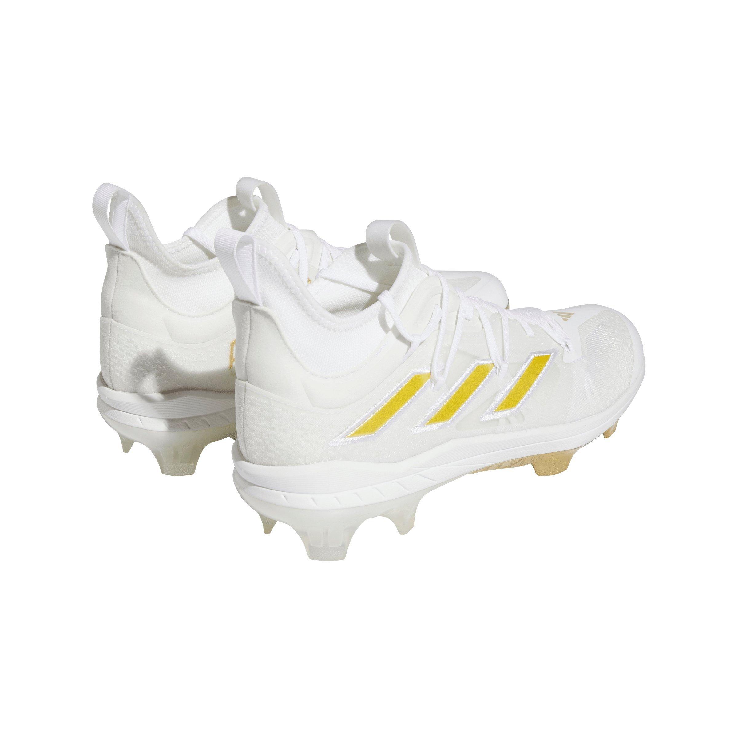 Adidas Adizero Afterburner NWV metal baseball shoes/Cleats White/Gold  Metalic - Temple's Sporting Goods