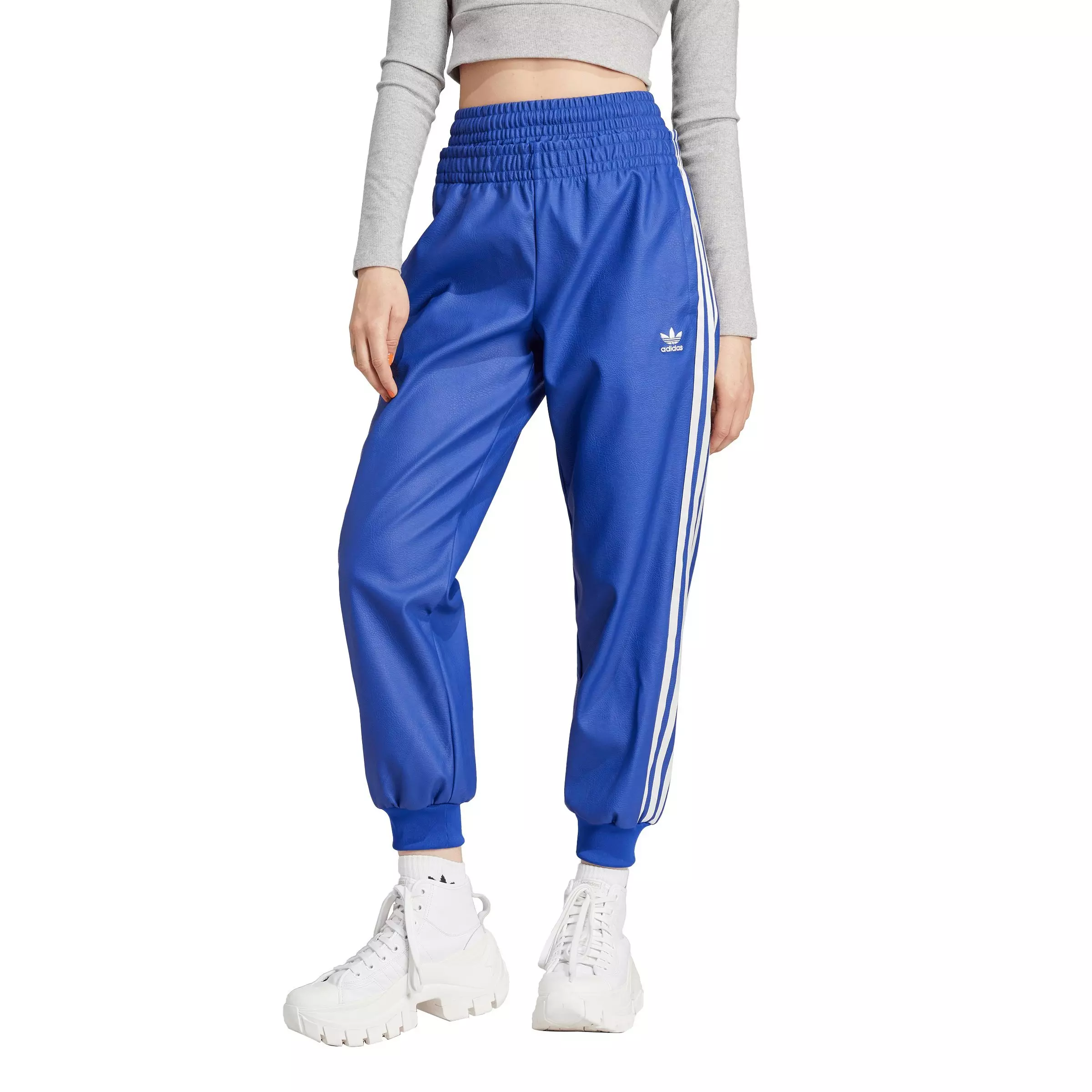 adidas Women's Originals Faux Leather SST Track Pant - Blue - BLUE