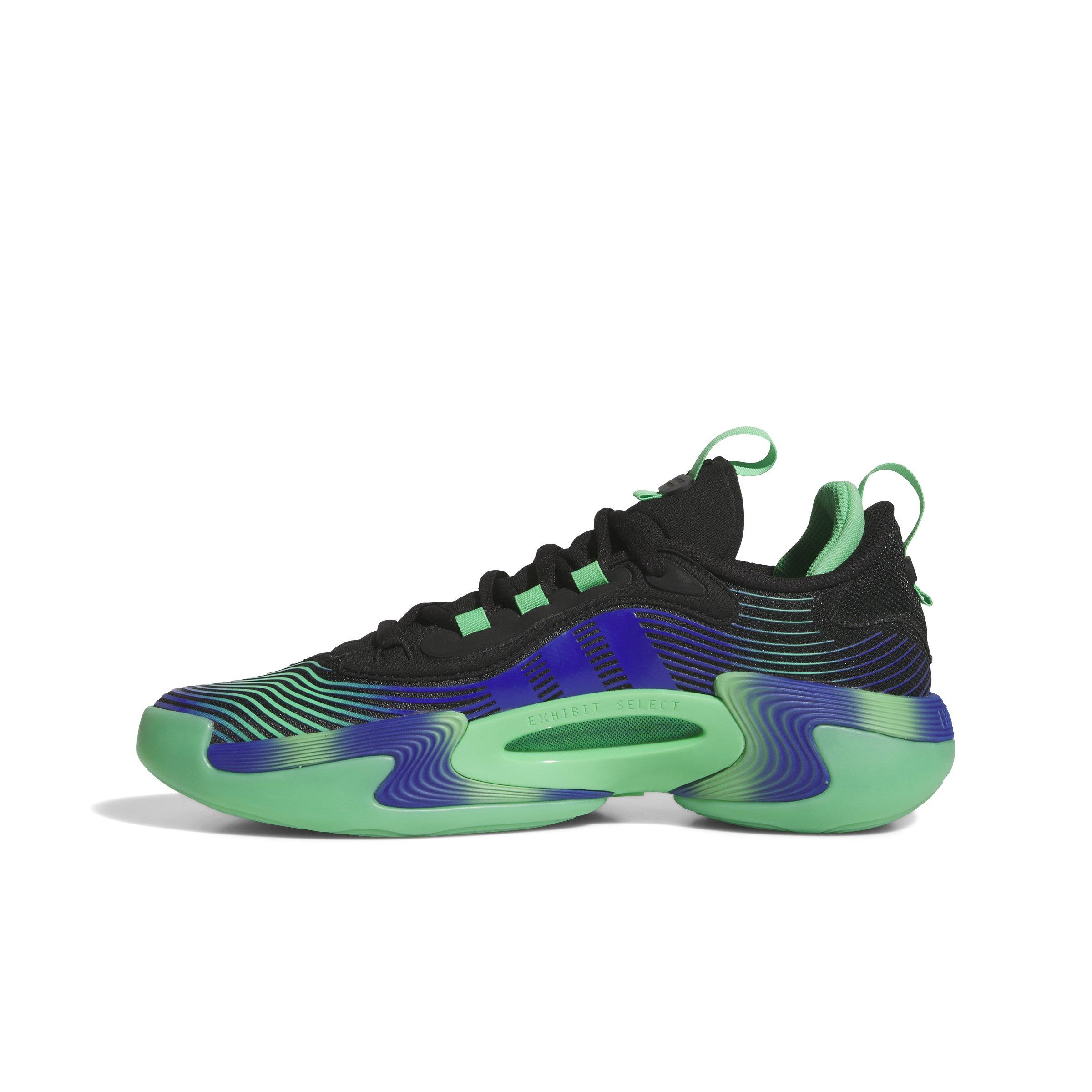 adidas Exhibit Select 2.0 Pro "Core Black/Semi Screaming Green/Lucid Blue" Women's Basketball Shoe - BLACK/GREEN/BLUE Thumbnail View 2