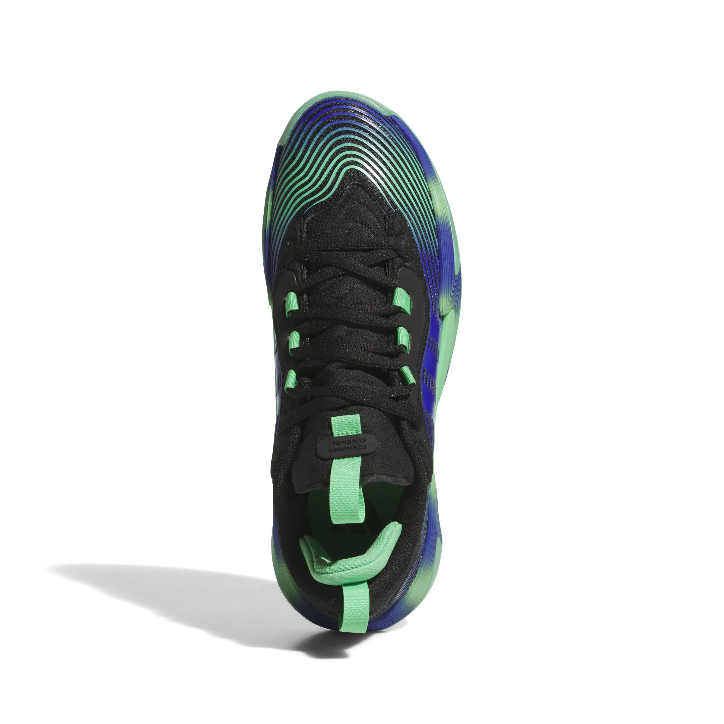 adidas Exhibit Select 2.0 Pro "Core Black/Semi Screaming Green/Lucid Blue" Women's Basketball Shoe - BLACK/GREEN/BLUE Thumbnail View 5