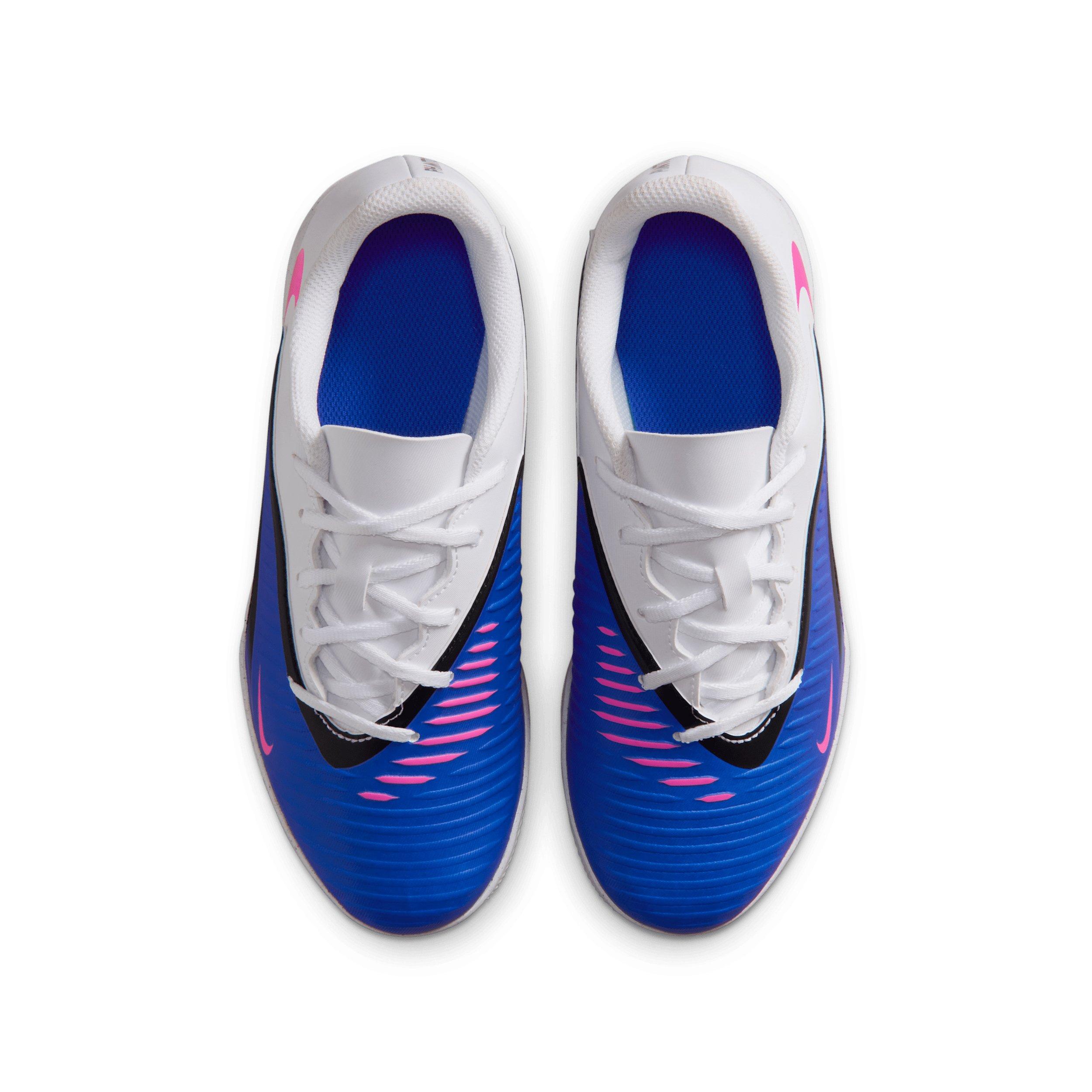 Nike Jr. Phantom 6 Low Club IC "Racer Blue/White/Pink Blast" Grade School Kids' Soccer Shoe - BLUE/WHITE/PINK Thumbnail View 4