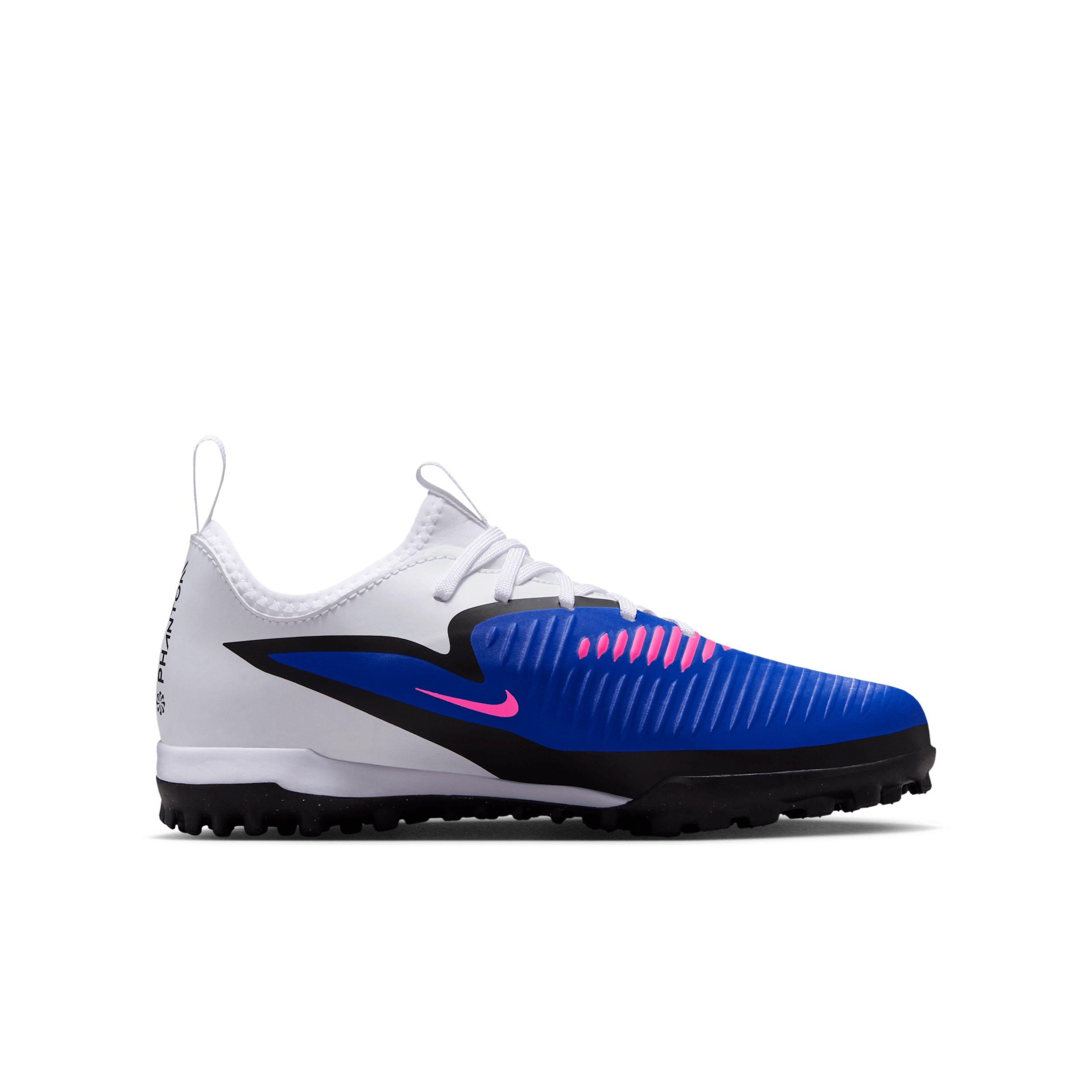 Nike Jr. Phantom 6 Low Academy Turf "Racer Blue/White/Pink Blast" Grade School Kids' Soccer Shoe - BLUE/WHITE/PINK Thumbnail View 1