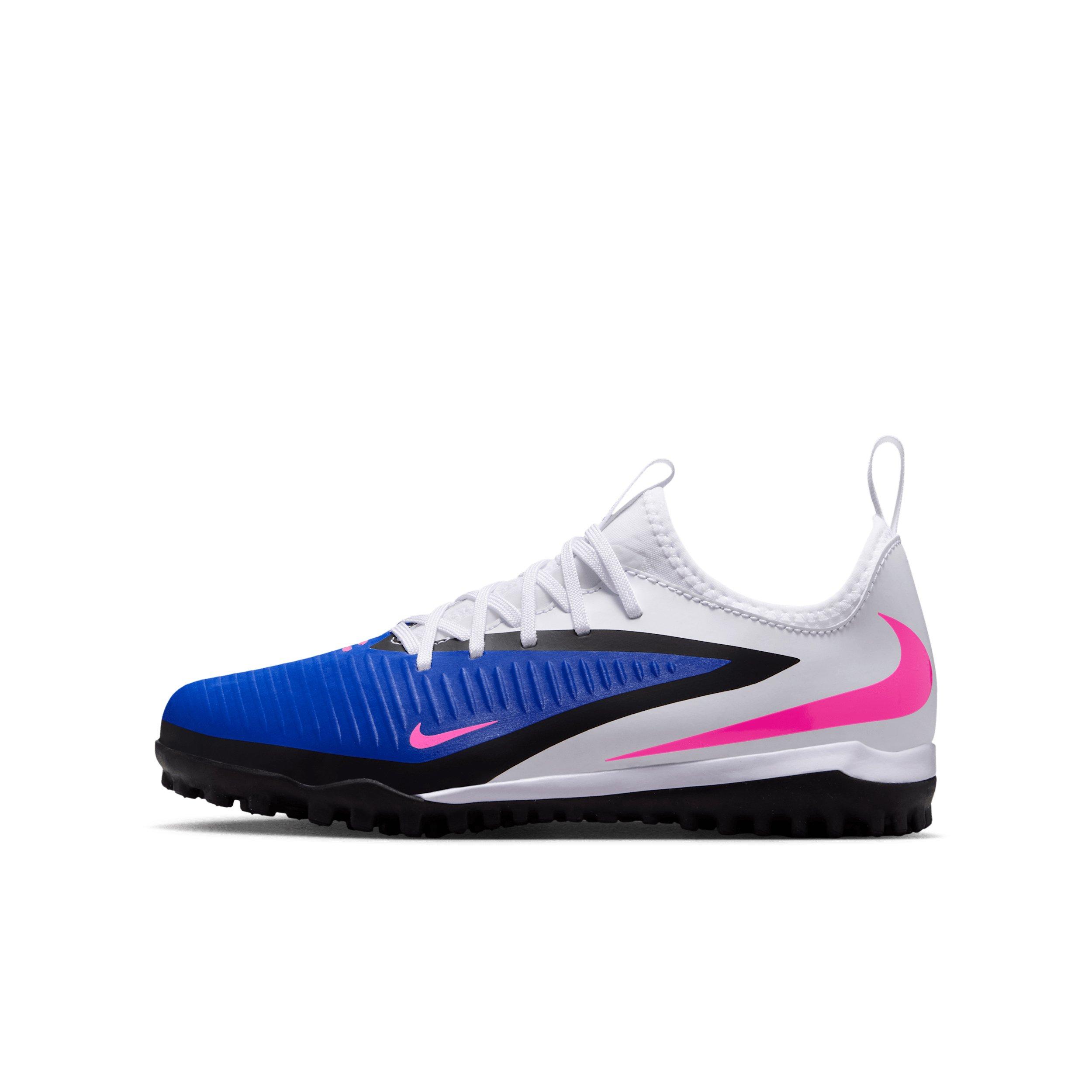 Nike Jr. Phantom 6 Low Academy Turf "Racer Blue/White/Pink Blast" Grade School Kids' Soccer Shoe - BLUE/WHITE/PINK Thumbnail View 2