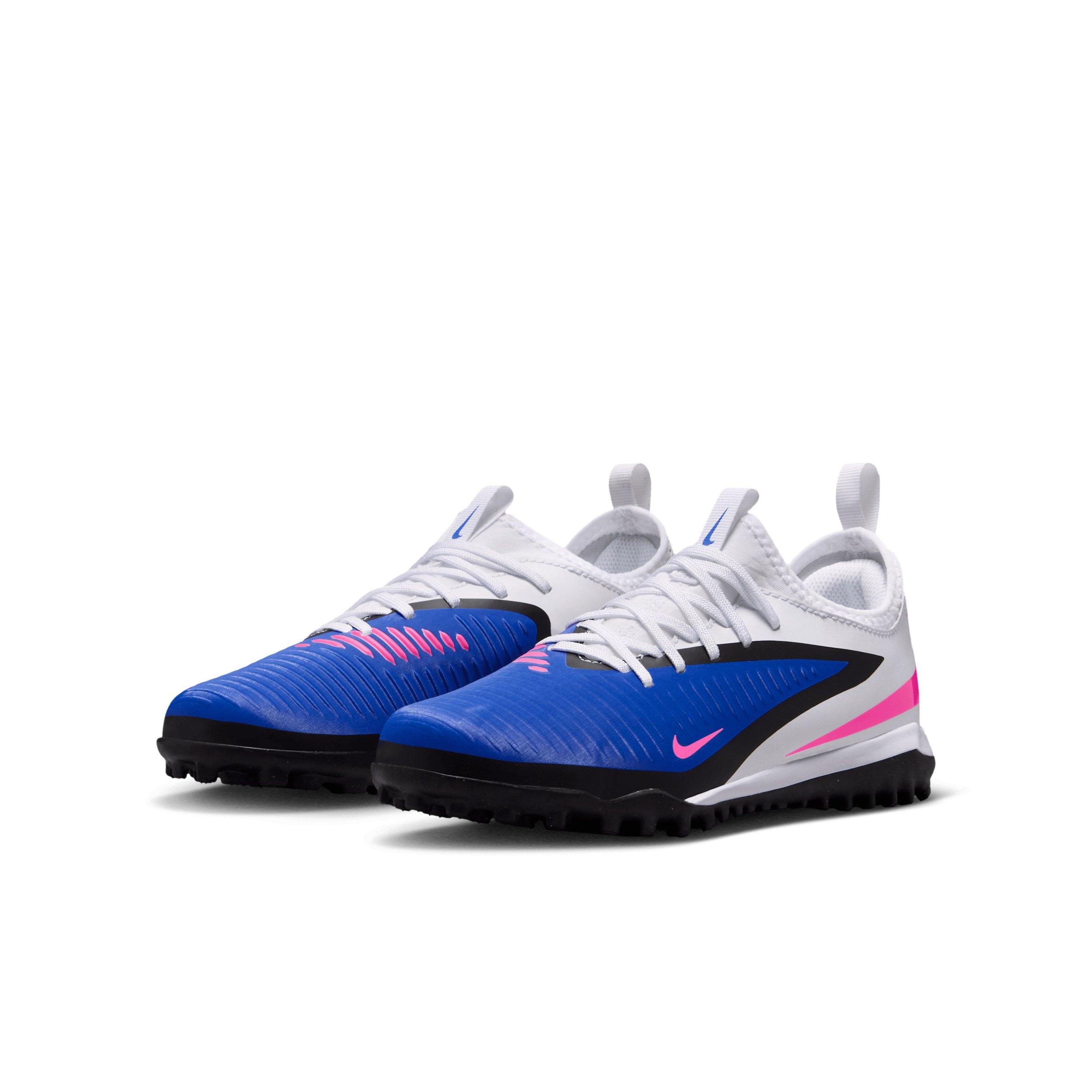 Nike Jr. Phantom 6 Low Academy Turf "Racer Blue/White/Pink Blast" Grade School Kids' Soccer Shoe - BLUE/WHITE/PINK Thumbnail View 3