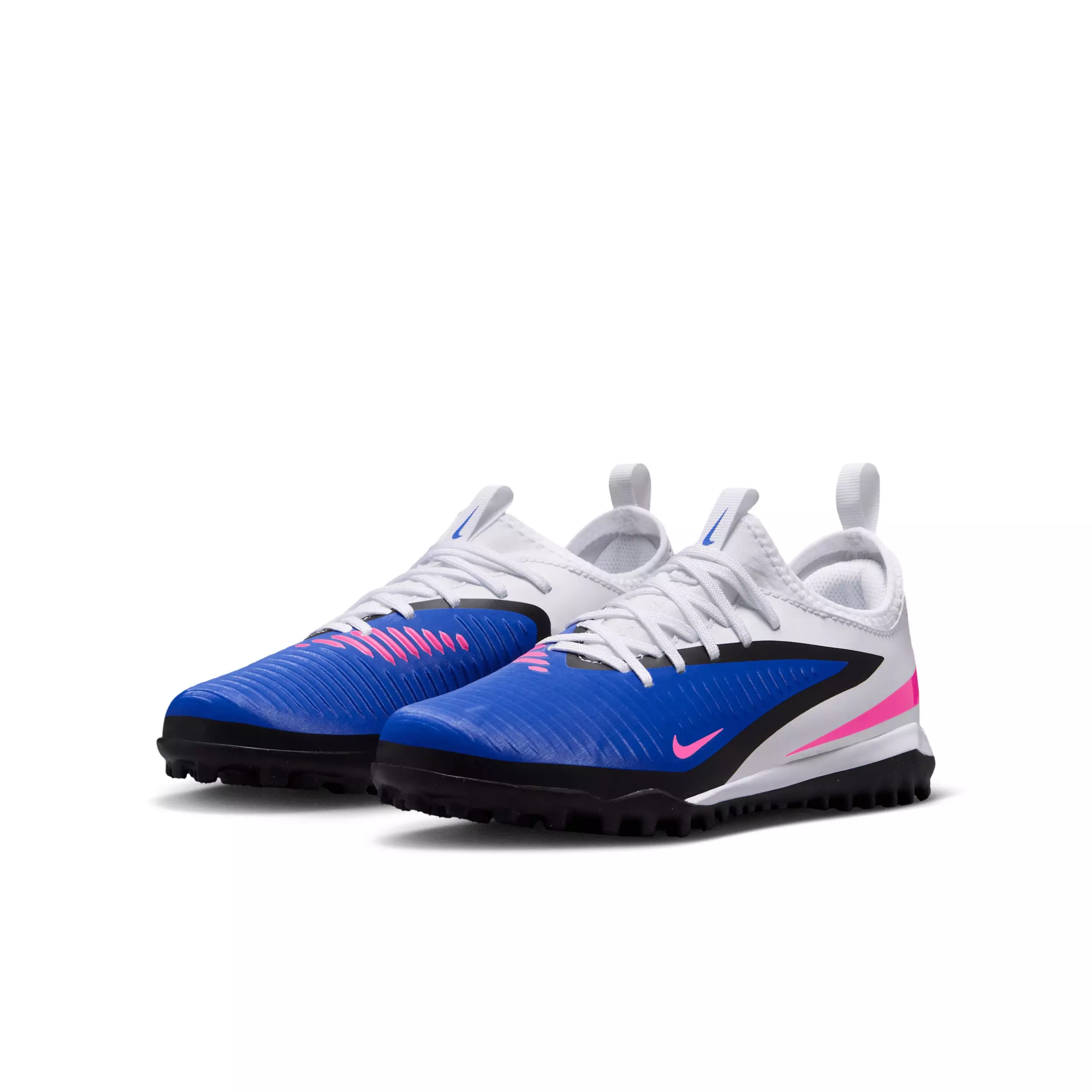 Nike Jr. Phantom 6 Low Academy Turf "Racer Blue/White/Pink Blast" Grade School Kids' Soccer Shoe - BLUE/WHITE/PINK