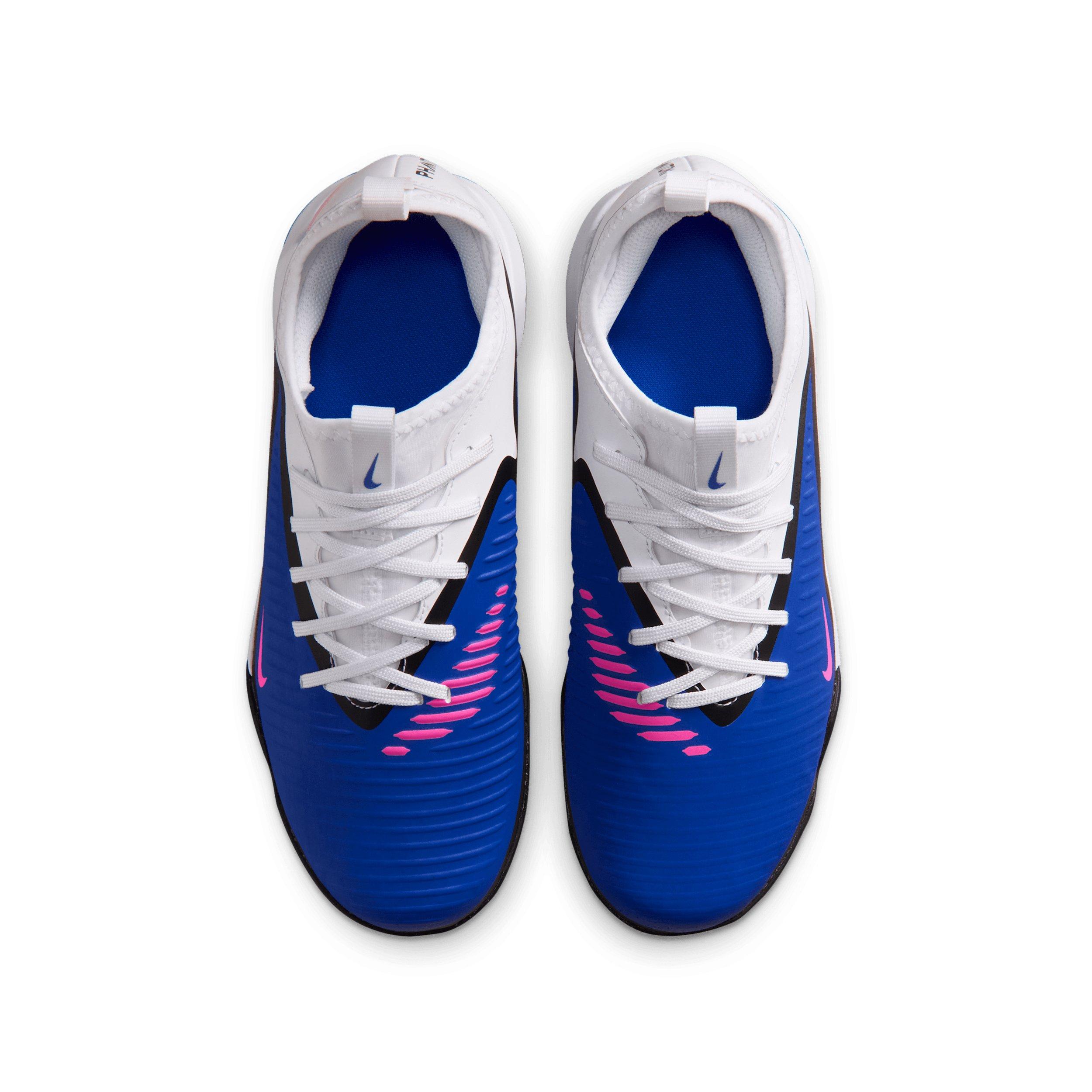 Nike Jr. Phantom 6 Low Academy Turf "Racer Blue/White/Pink Blast" Grade School Kids' Soccer Shoe - BLUE/WHITE/PINK Thumbnail View 4