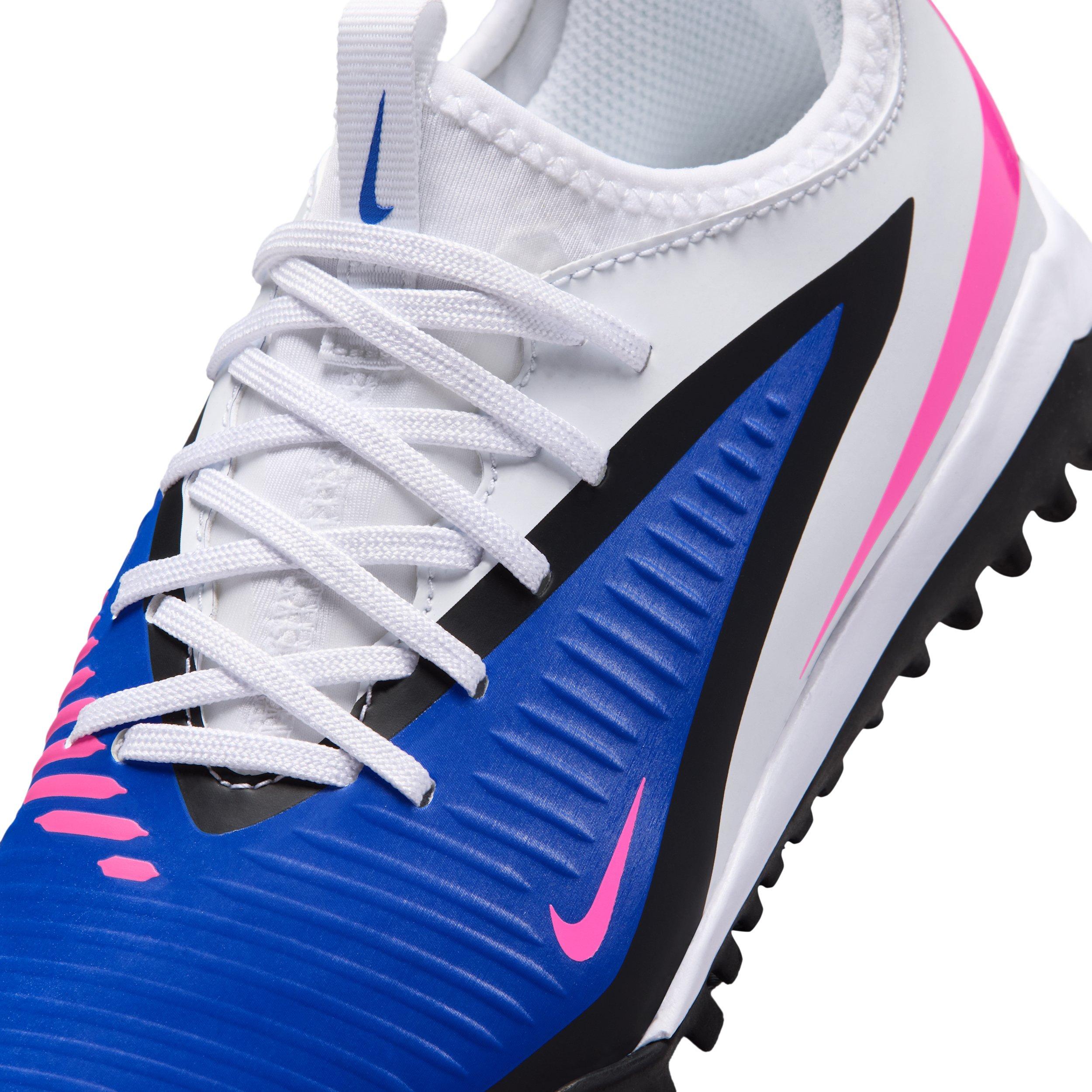 Nike Jr. Phantom 6 Low Academy Turf "Racer Blue/White/Pink Blast" Grade School Kids' Soccer Shoe - BLUE/WHITE/PINK Thumbnail View 7
